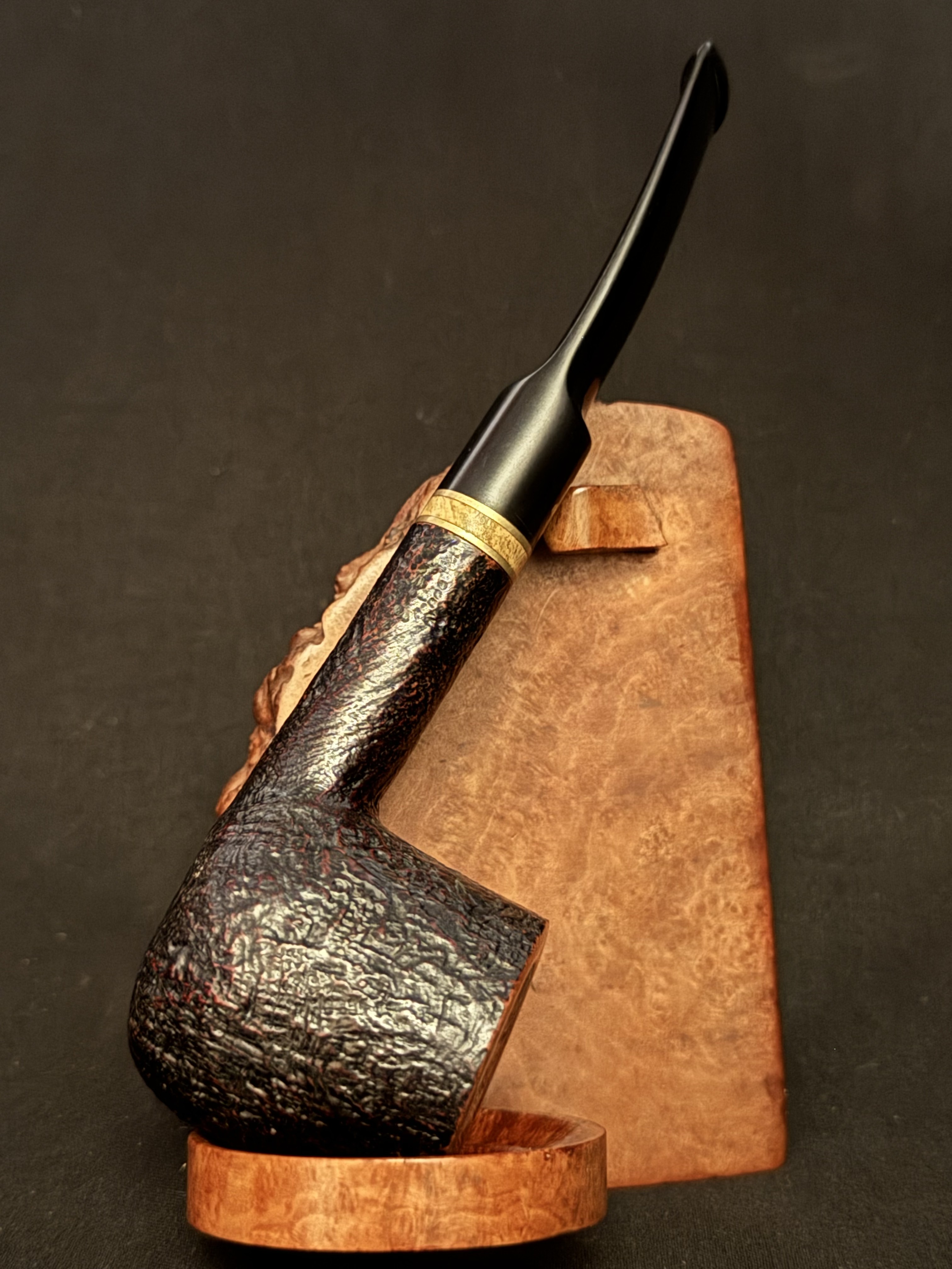 Savinelli Punto Oro Mister G 122 Bent Pot Sandblast Briar Pipe 6mm Filter