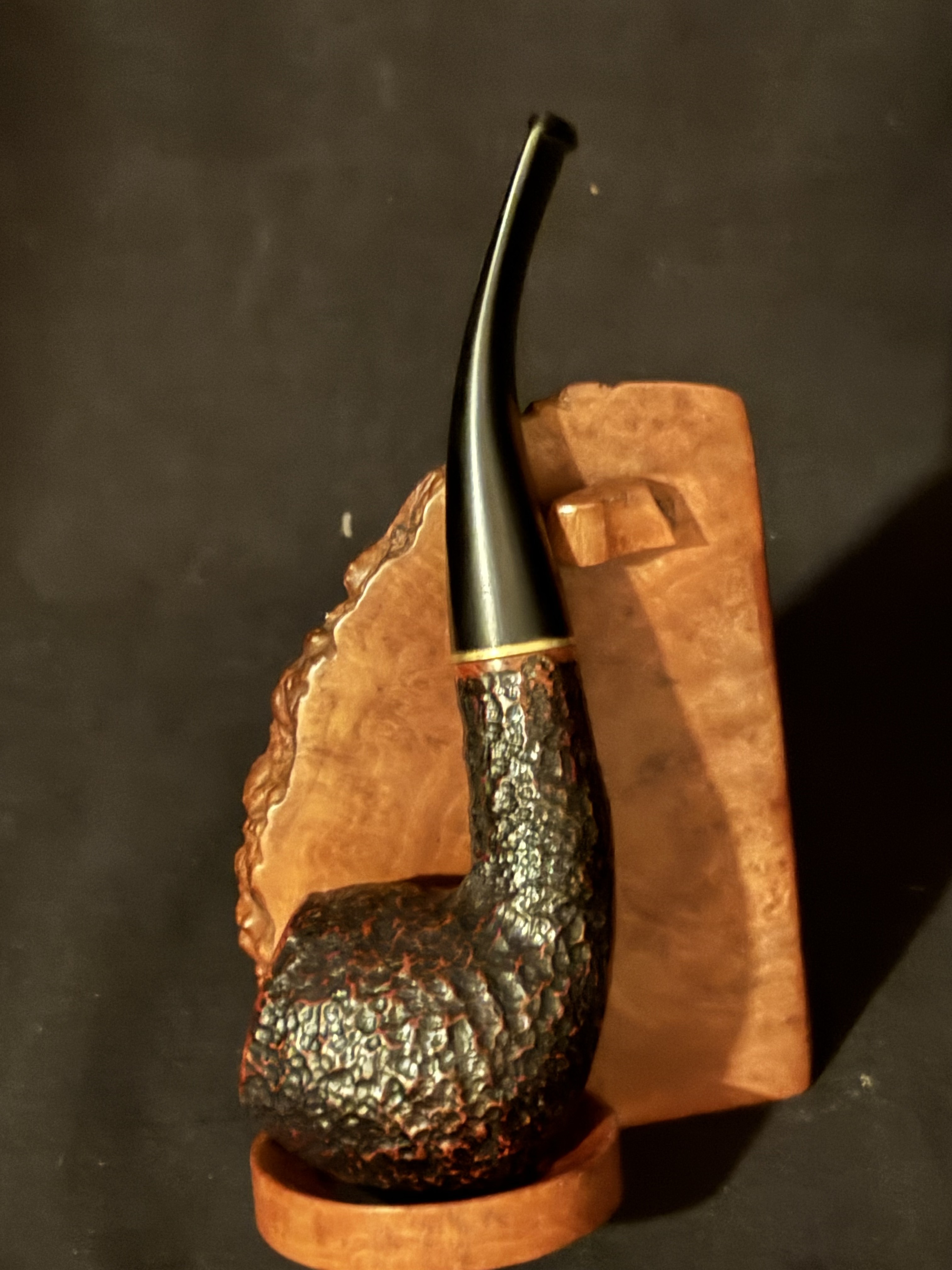 Savinelli Roma 626 Sandblast Bent Apple Vulcanite Stem Estate Pipe