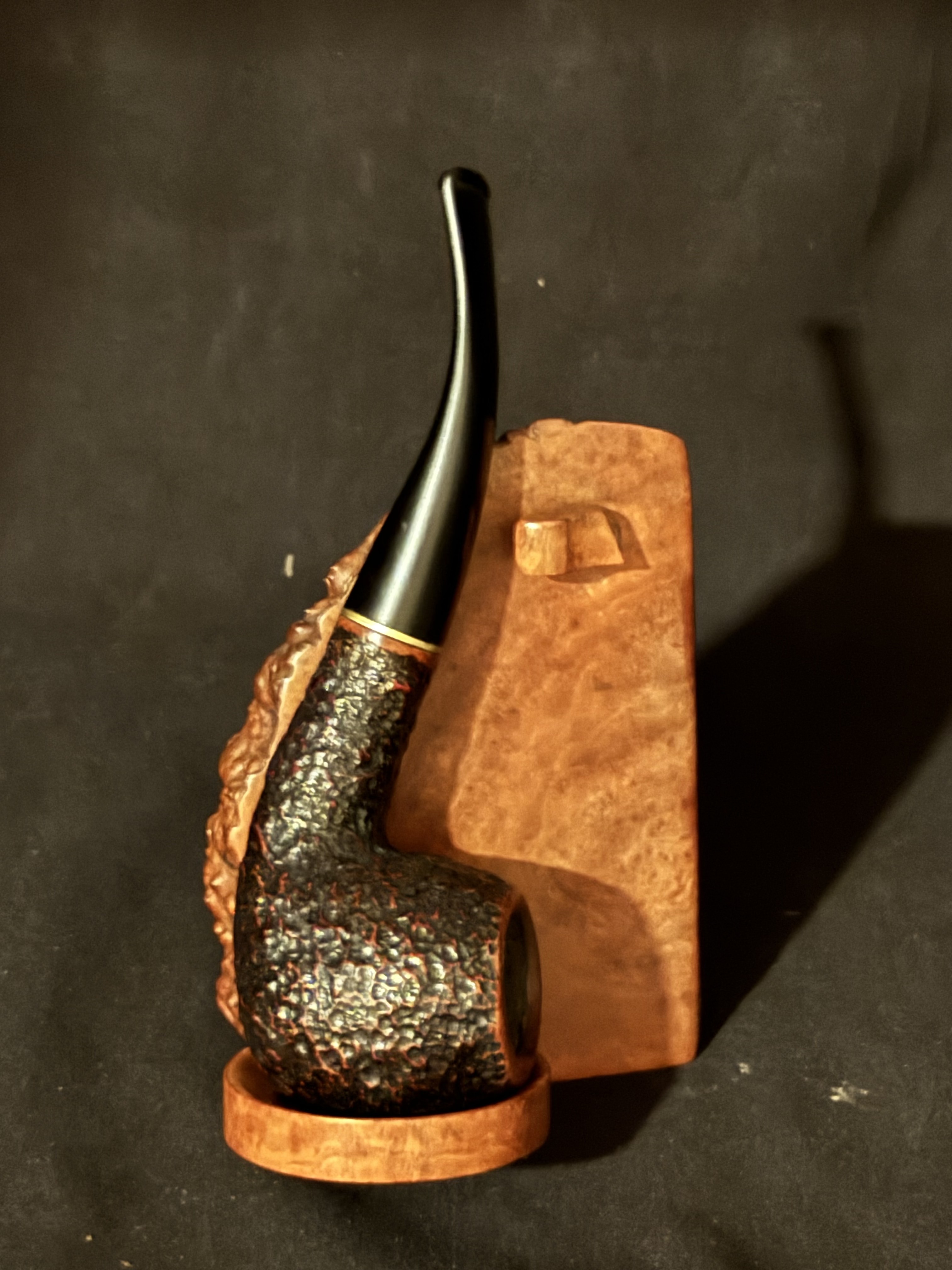 Savinelli Roma 626 Sandblast Bent Apple Vulcanite Stem Estate Pipe 2