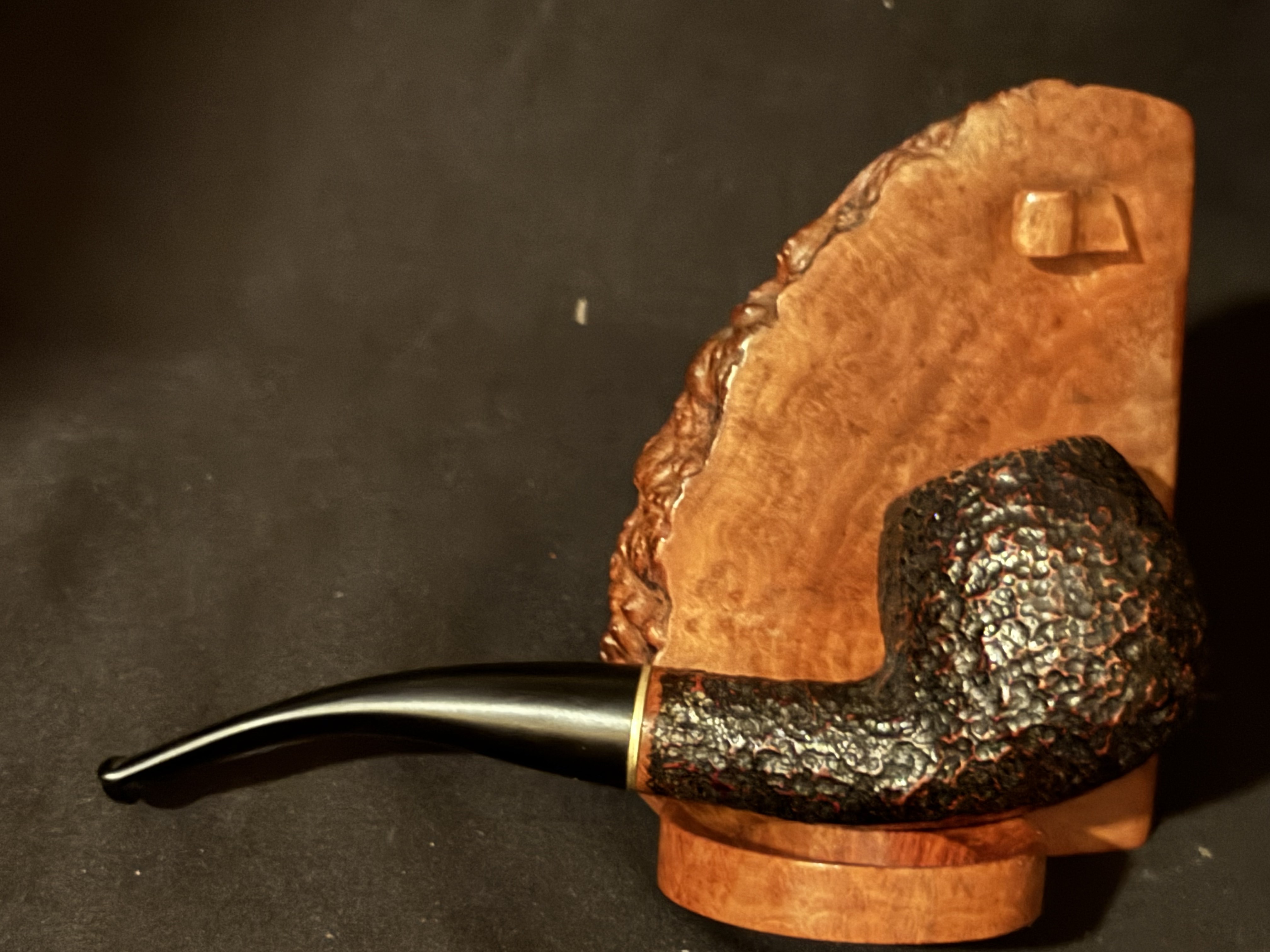 Savinelli Roma 626 Sandblast Bent Apple Vulcanite Stem Estate Pipe 4