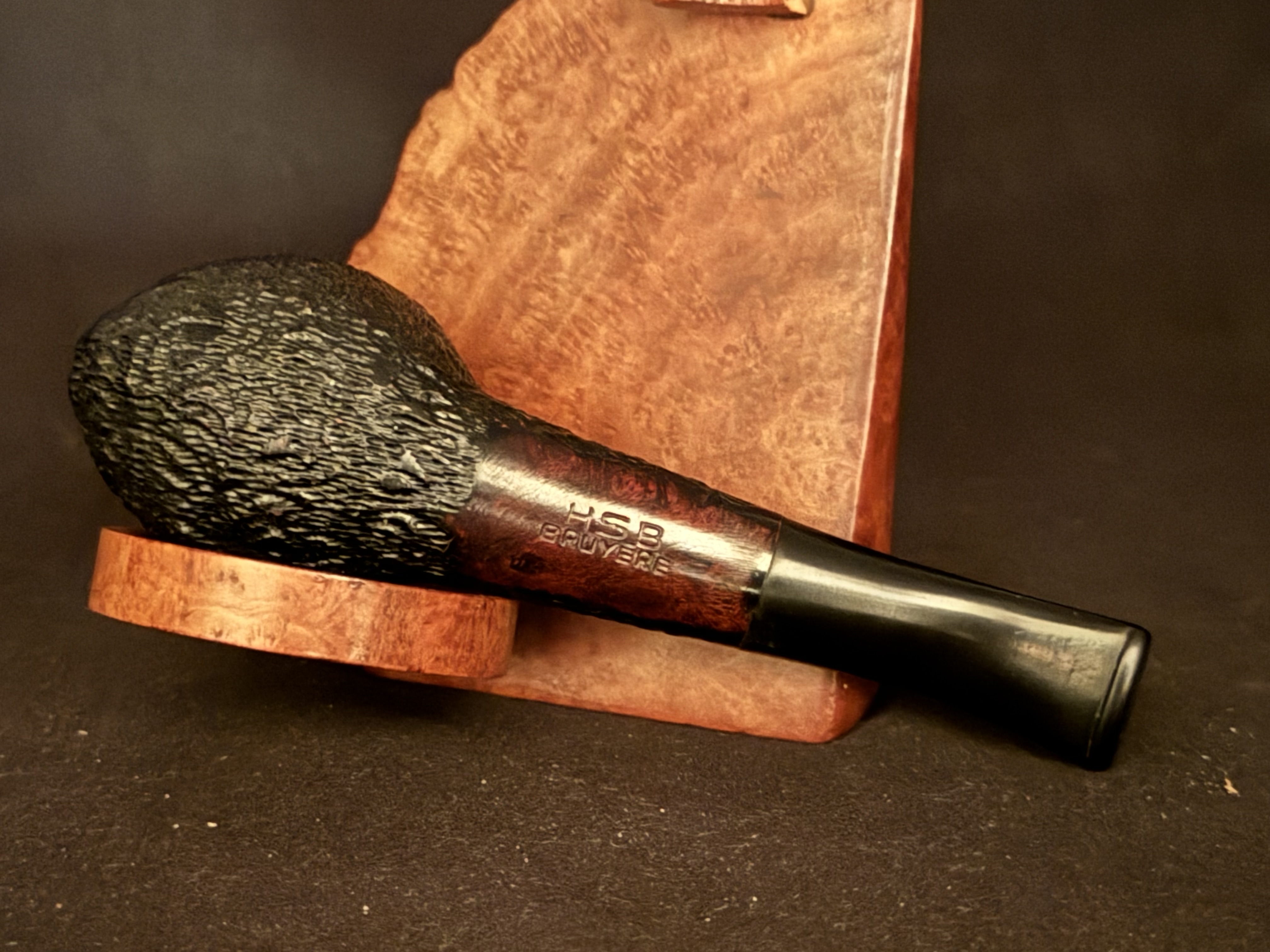HSB BRUYERE Sandblast Straight Short Pot Nosewarmer Estate Pipe 6