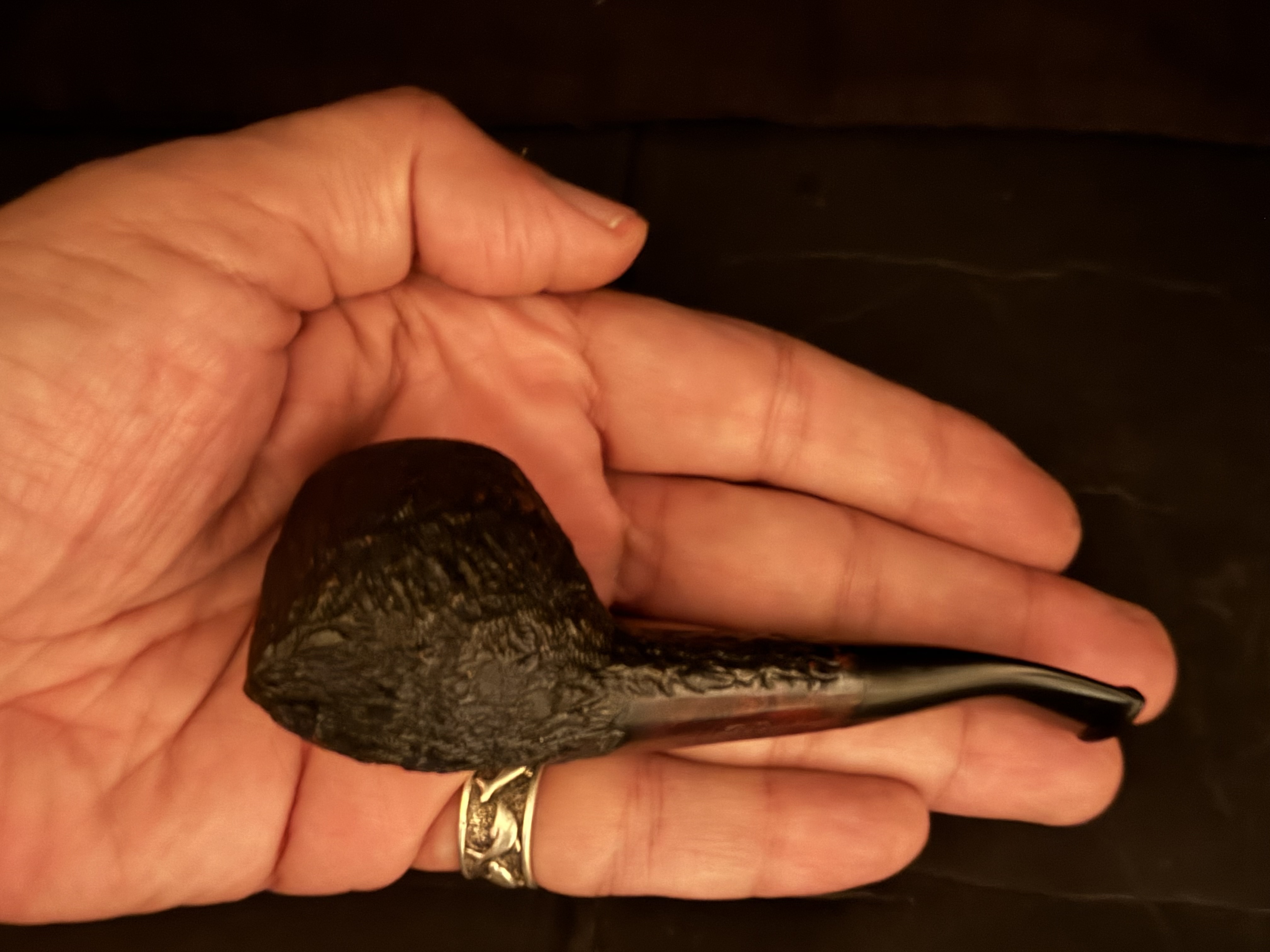 HSB BRUYERE Sandblast Straight Short Pot Nosewarmer Estate Pipe 10