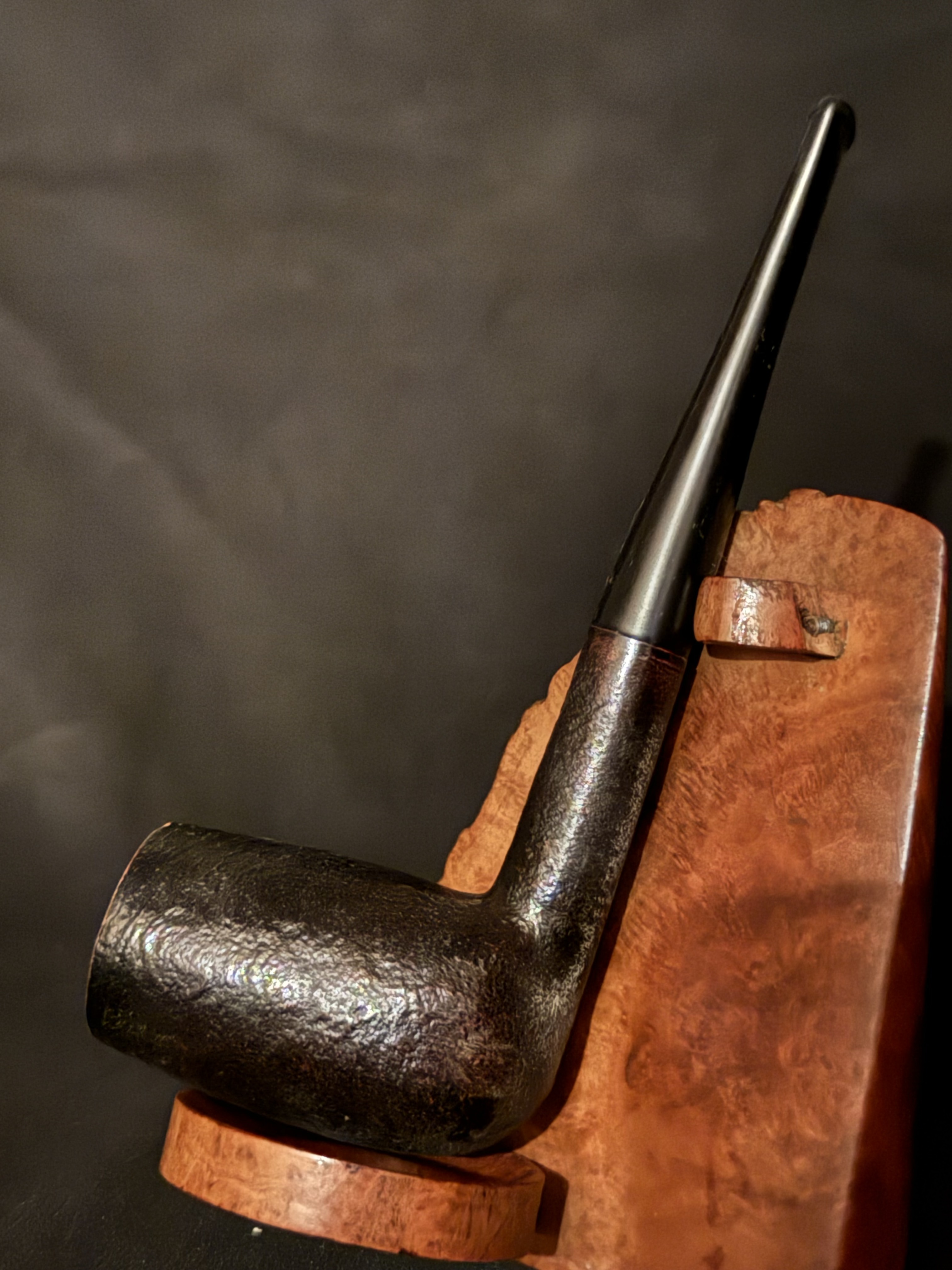 Silver Match 77 Black Sandblast Chimney Pipe - Vulcanite Stem