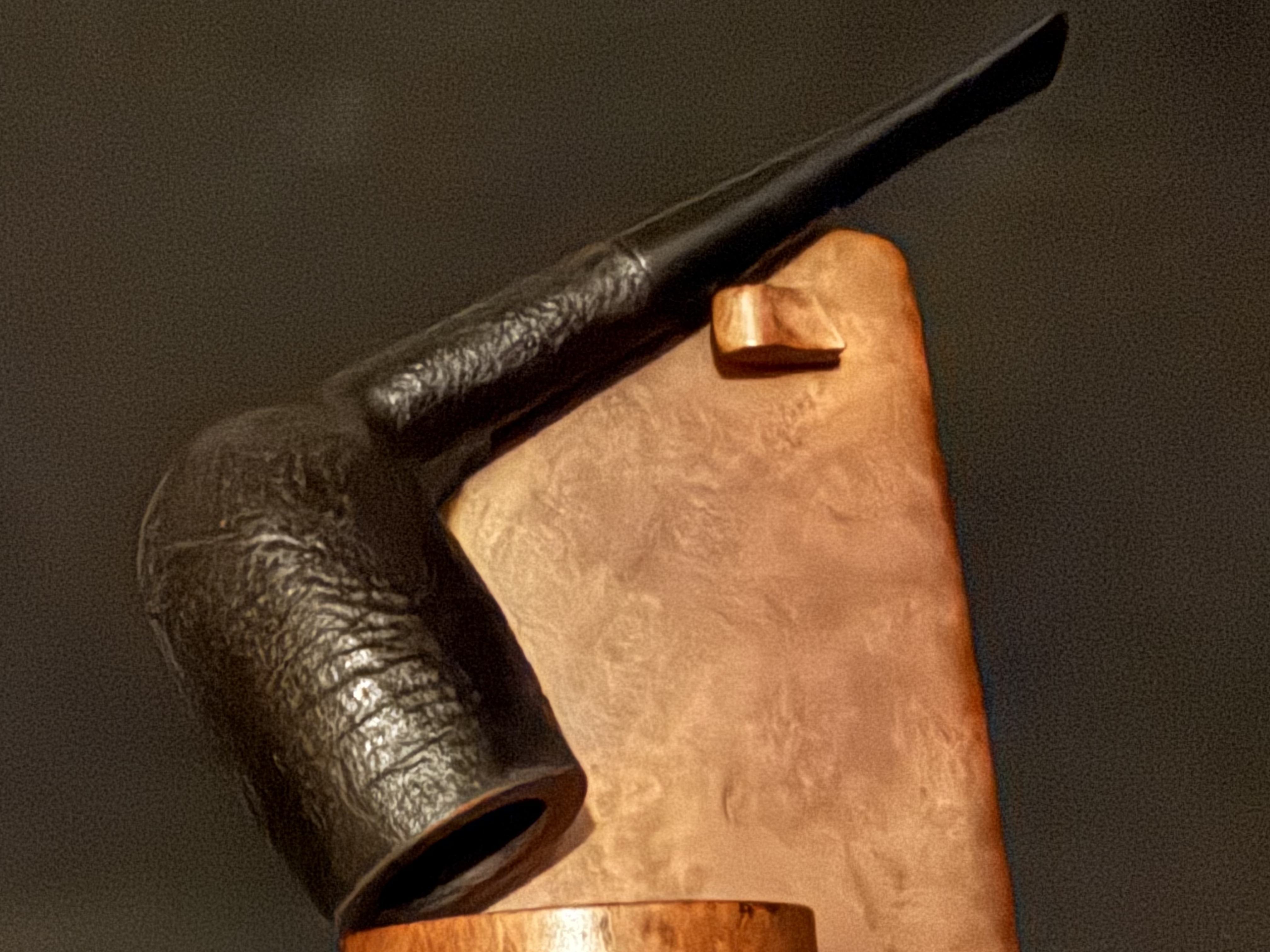 Silver Match 77 Black Sandblast Chimney Pipe - Vulcanite Stem 2