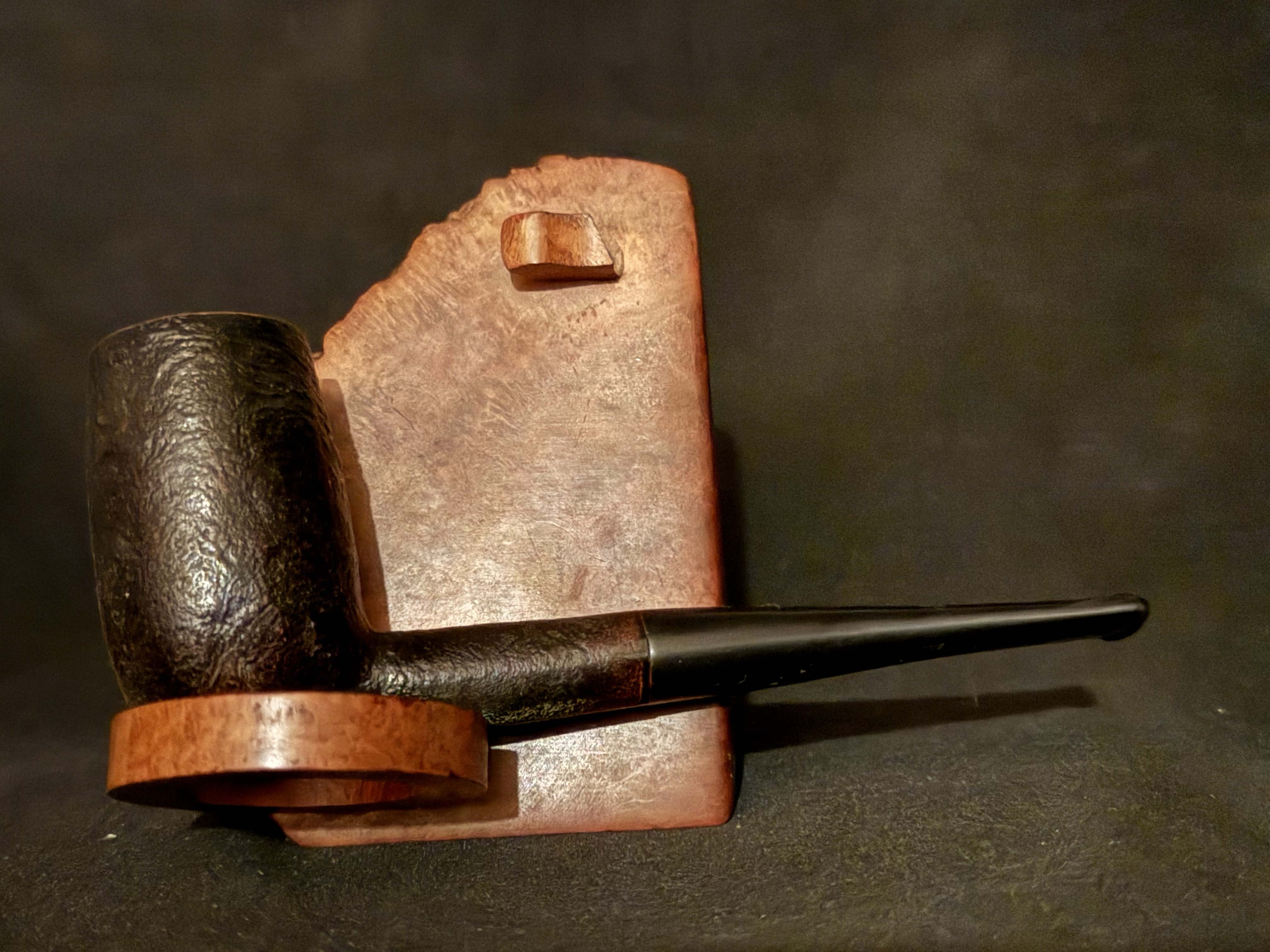 Silver Match 77 Black Sandblast Chimney Pipe - Vulcanite Stem 3
