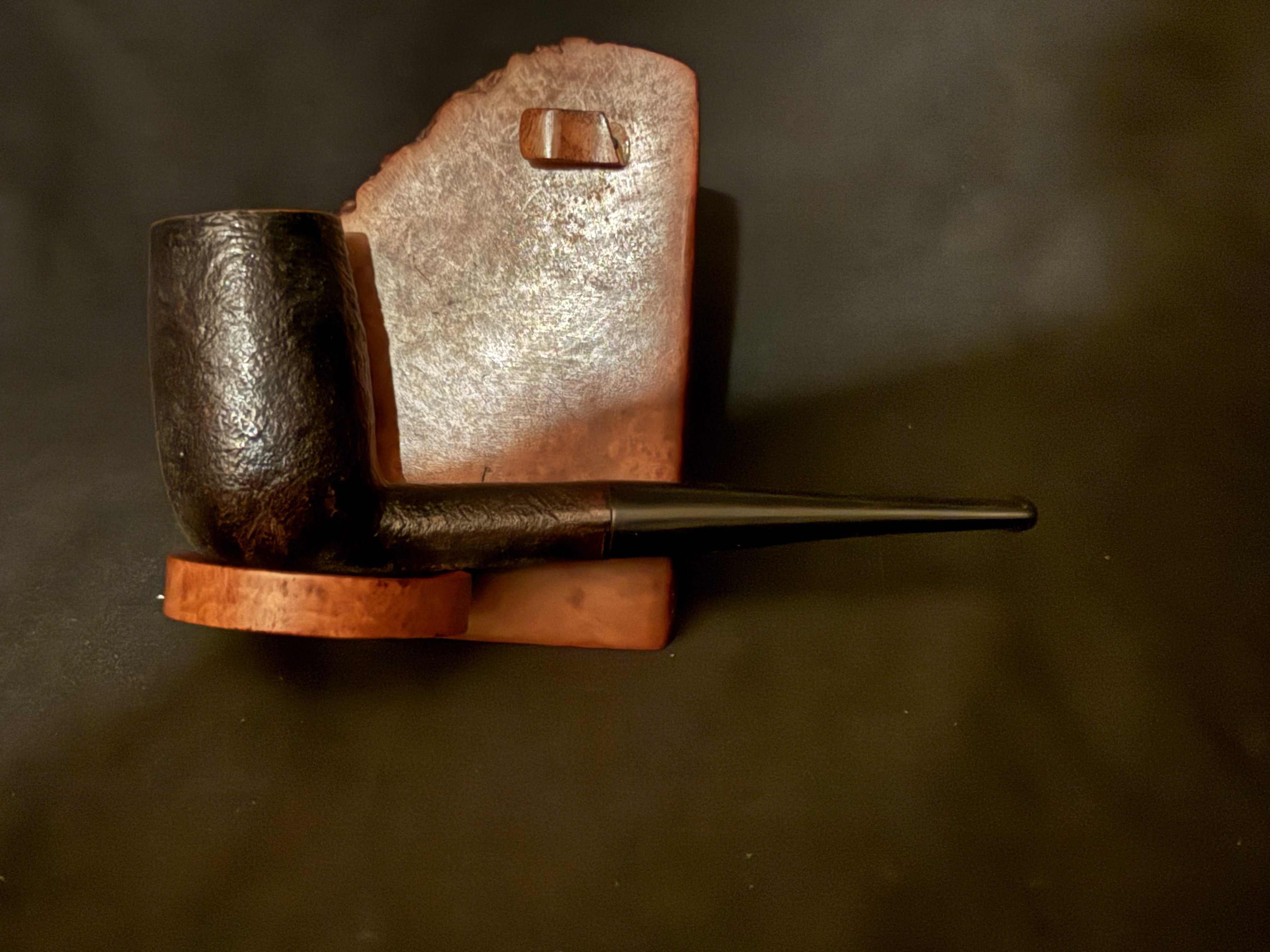Silver Match 77 Black Sandblast Chimney Pipe - Vulcanite Stem 4