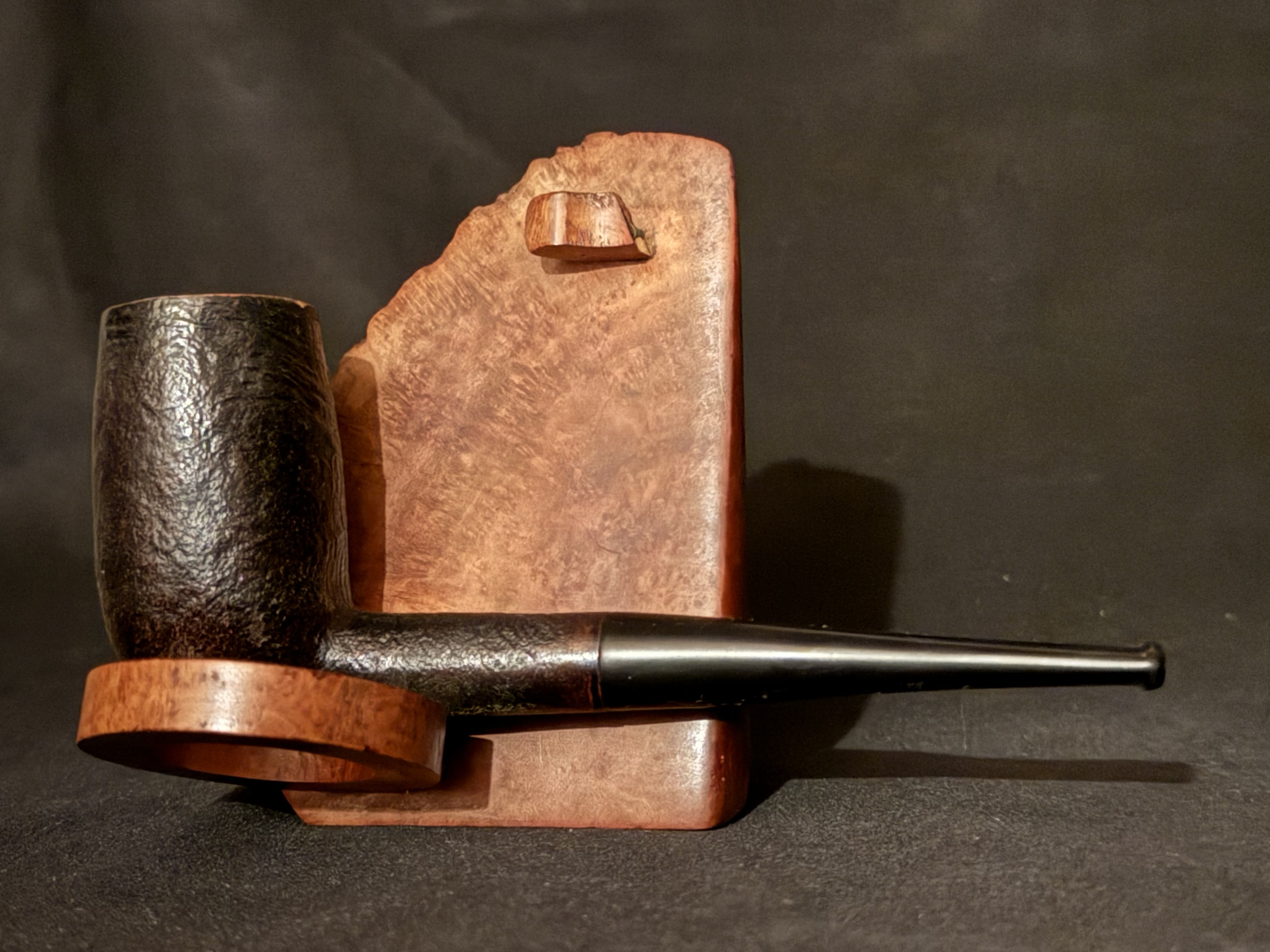 Silver Match 77 Black Sandblast Chimney Pipe - Vulcanite Stem 5