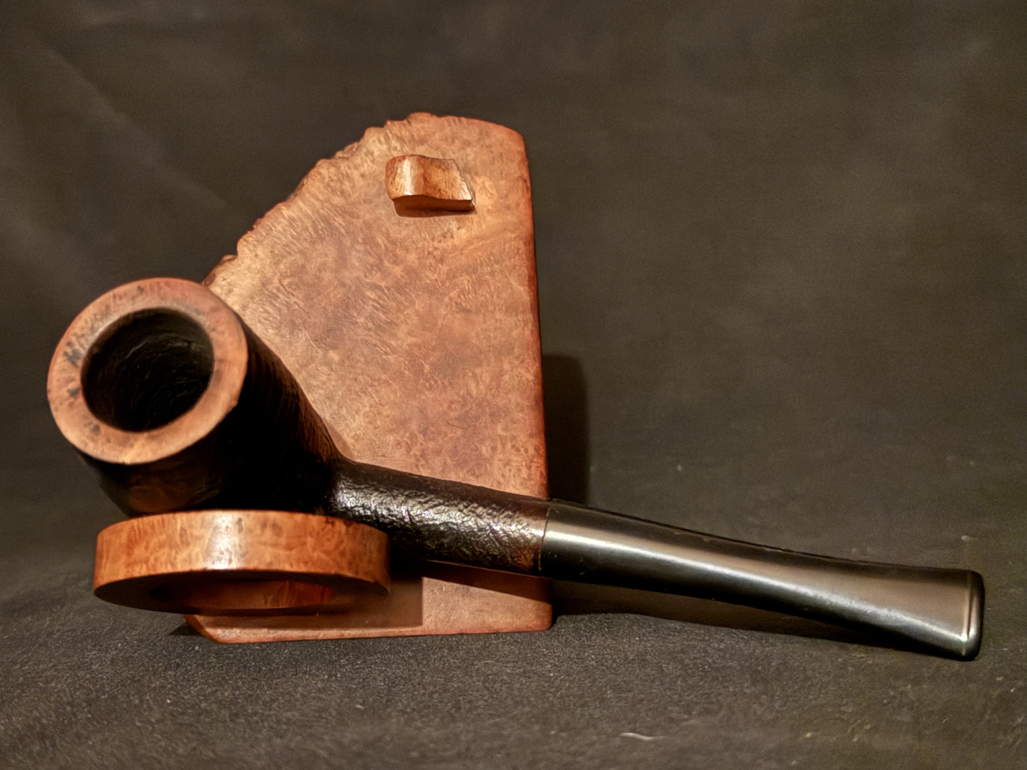 Silver Match 77 Black Sandblast Chimney Pipe - Vulcanite Stem 7
