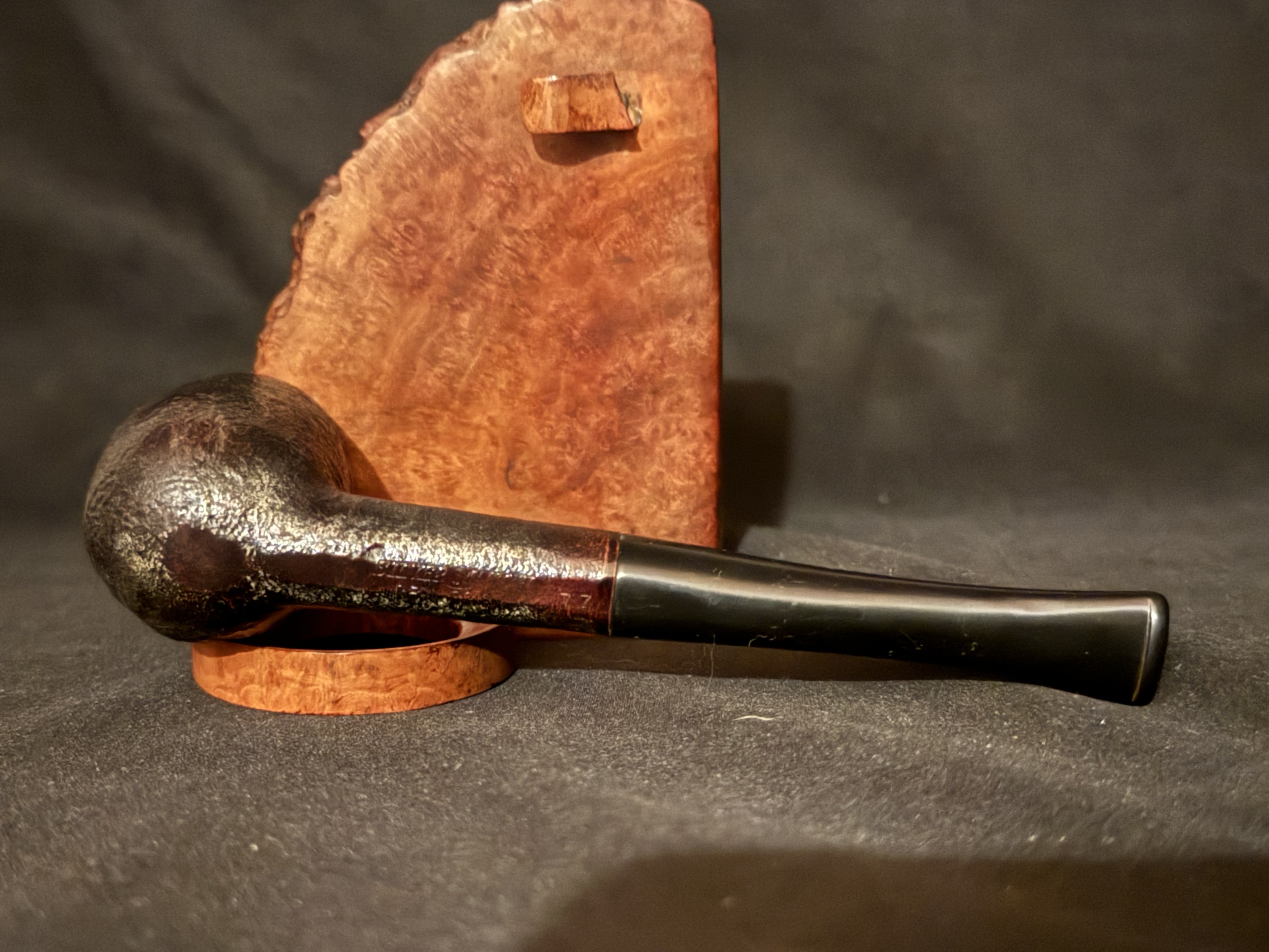 Silver Match 77 Black Sandblast Chimney Pipe - Vulcanite Stem 8