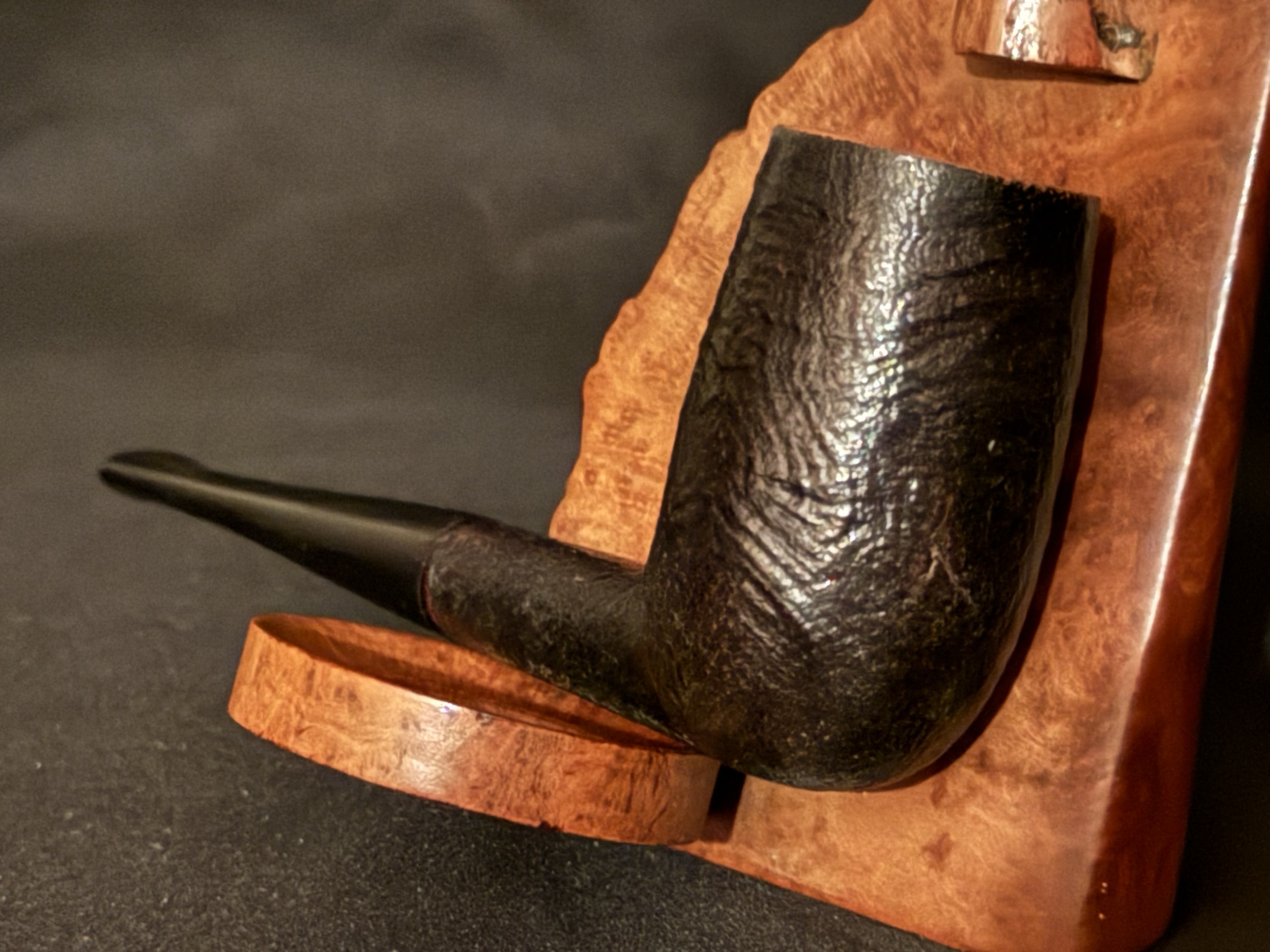 Silver Match 77 Black Sandblast Chimney Pipe - Vulcanite Stem 9