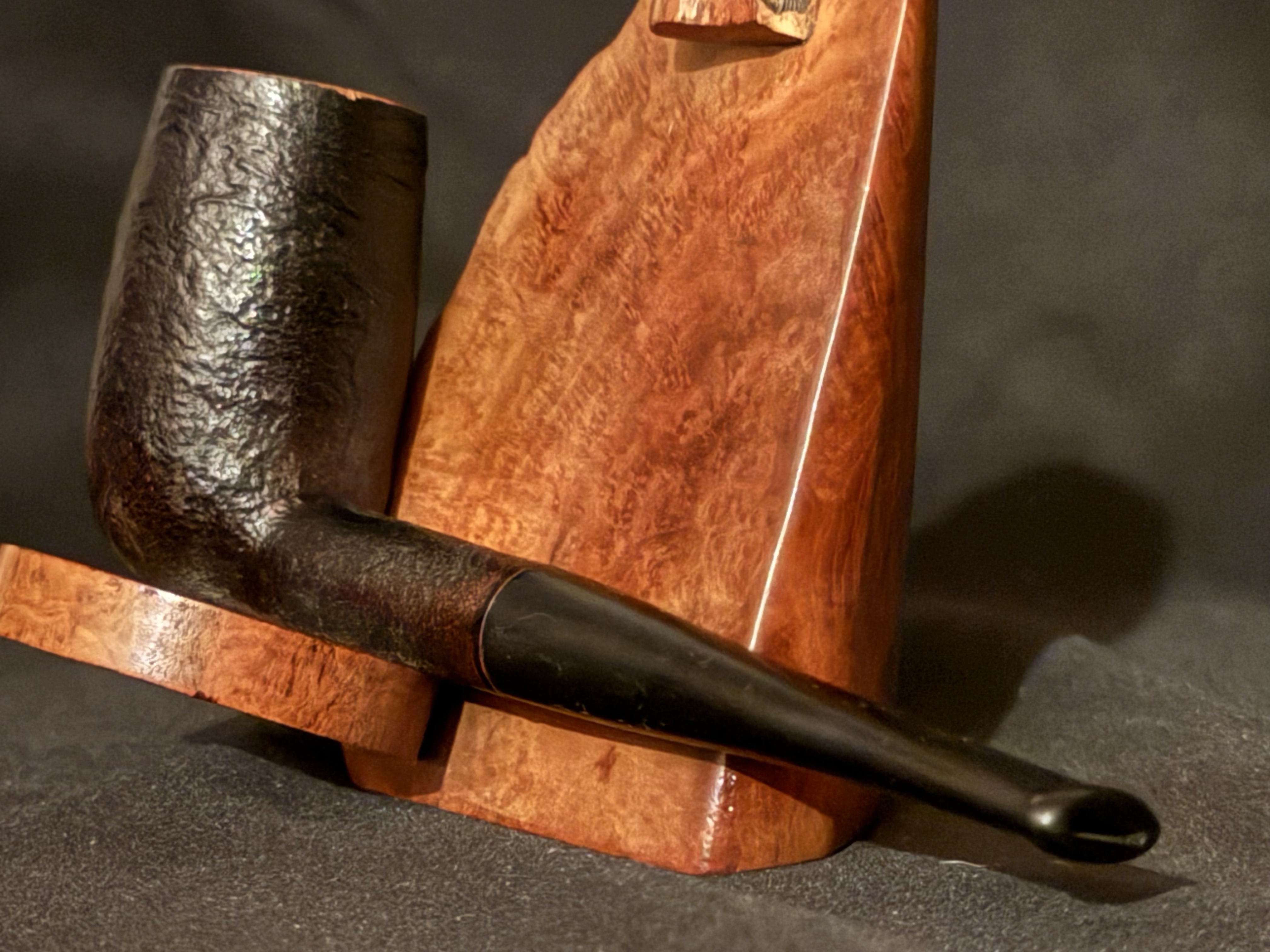 Silver Match 77 Black Sandblast Chimney Pipe - Vulcanite Stem 10
