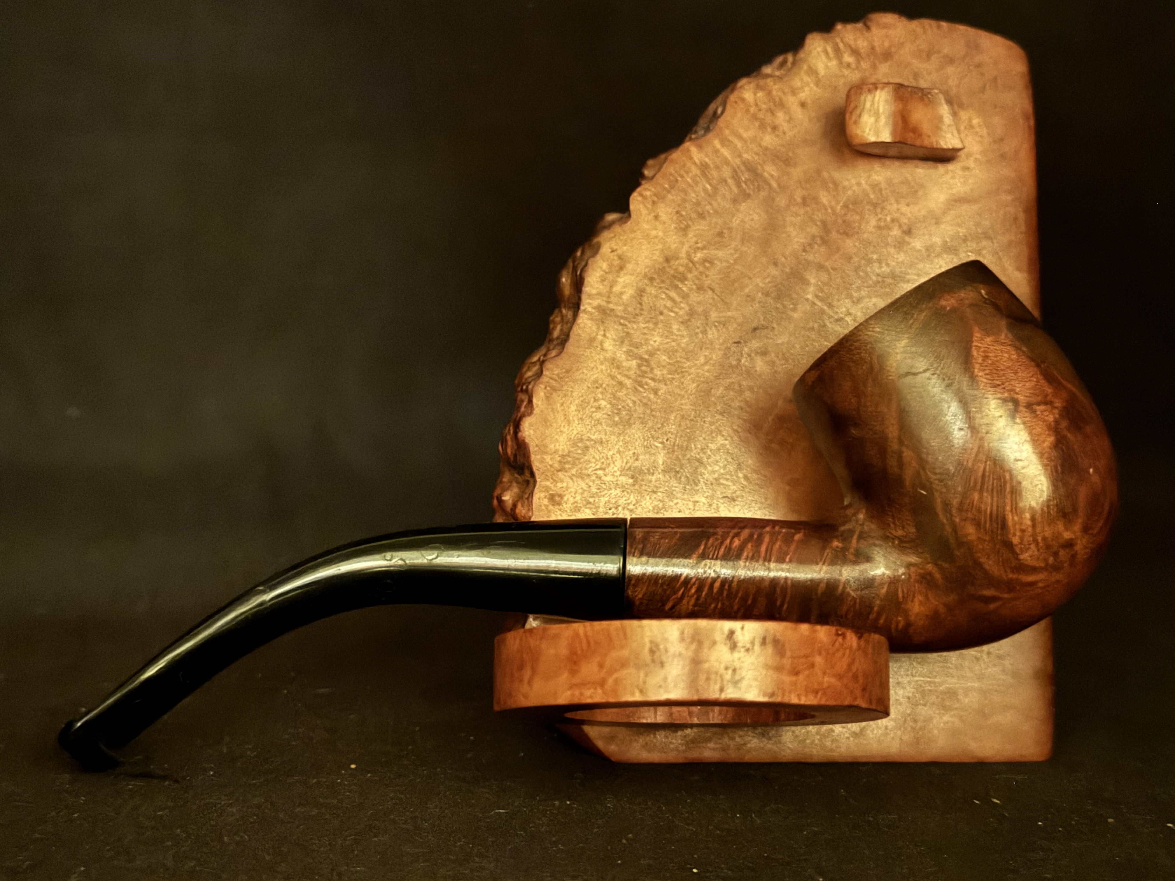 Bent Billiard Estate Pipe - Bruyere Garantie Stamp - Smooth Briar, Acrylic Tapered Stem, Fishtail Bit - No Filter - Pipe 559 4