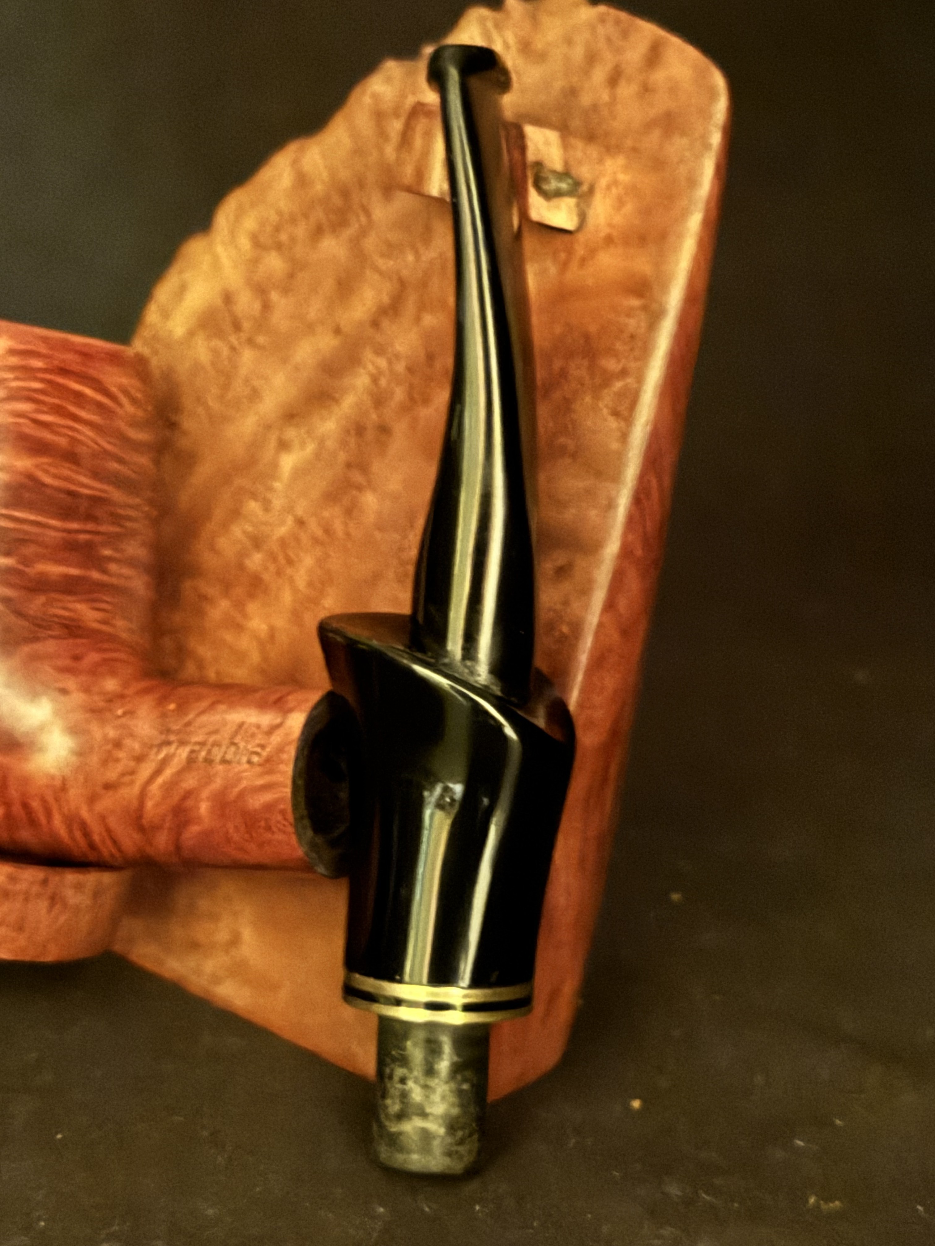 Brebbia 188 ORO (8487) Smooth Billiard Estate Pipe - Acrylic Fishtail Stem, 9mm Filter 7