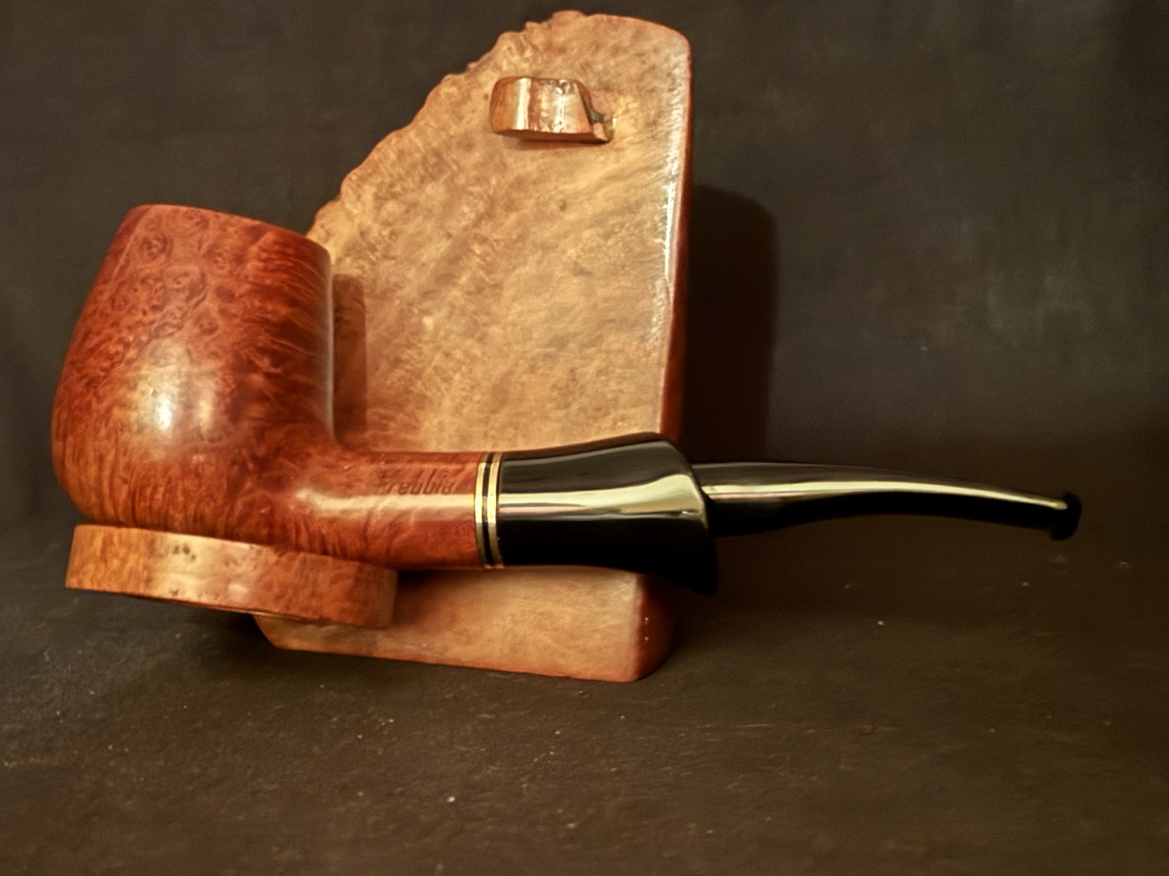 Brebbia 188 ORO (8487) Smooth Billiard Estate Pipe - Acrylic Fishtail Stem, 9mm Filter 9