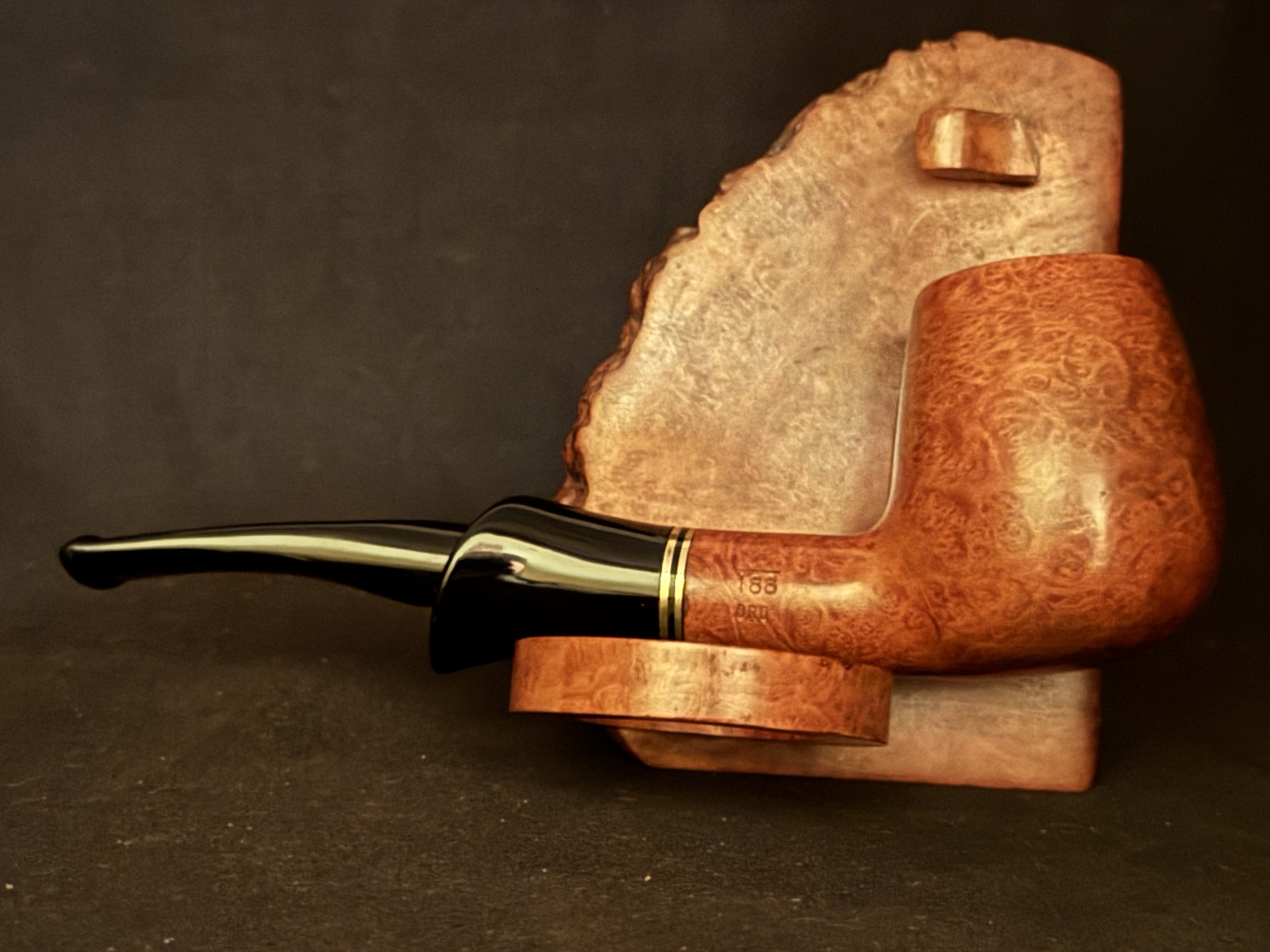 Brebbia 188 ORO (8487) Smooth Billiard Estate Pipe - Acrylic Fishtail Stem, 9mm Filter 10