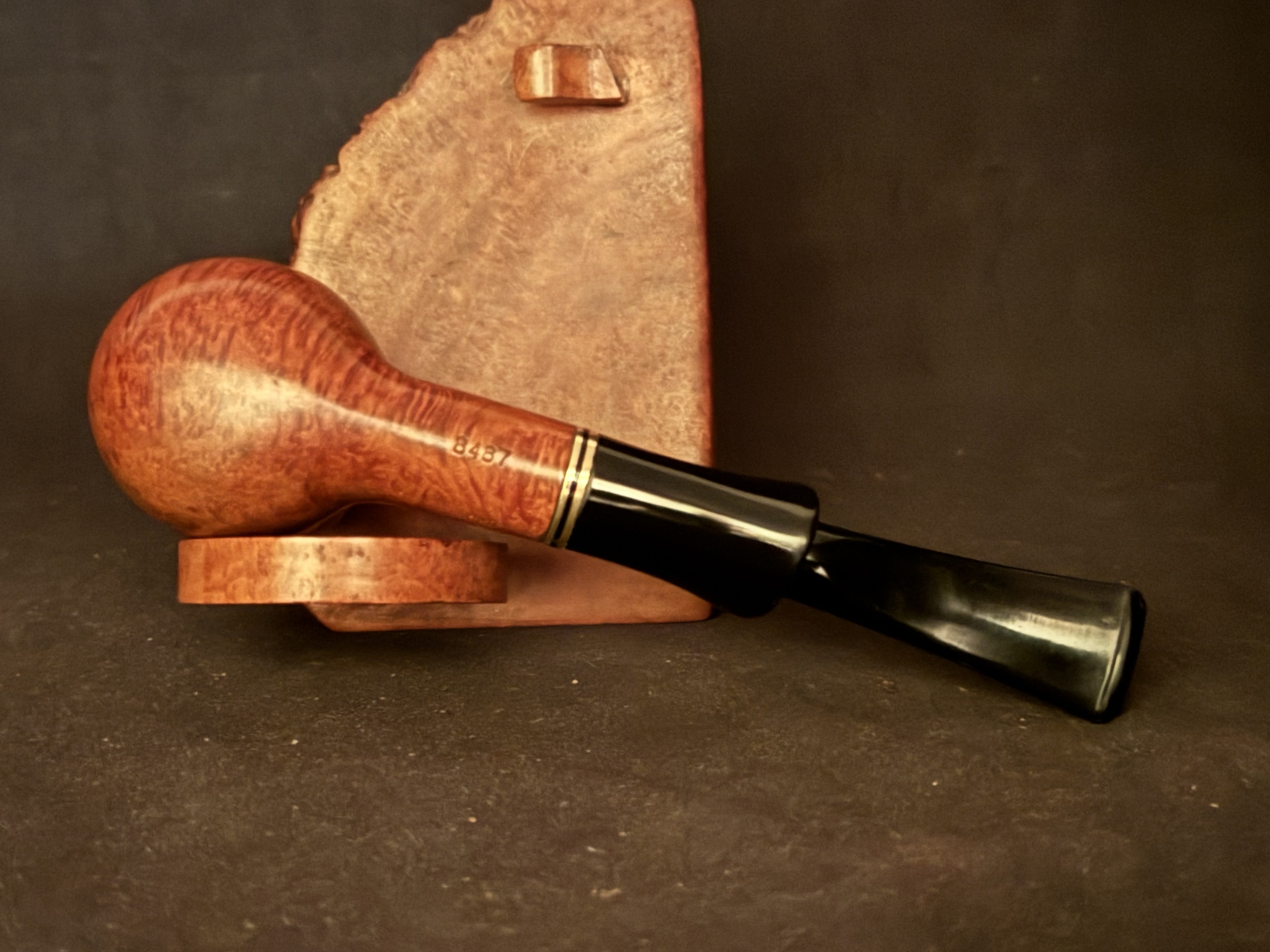 Brebbia 188 ORO (8487) Smooth Billiard Estate Pipe - Acrylic Fishtail Stem, 9mm Filter 12
