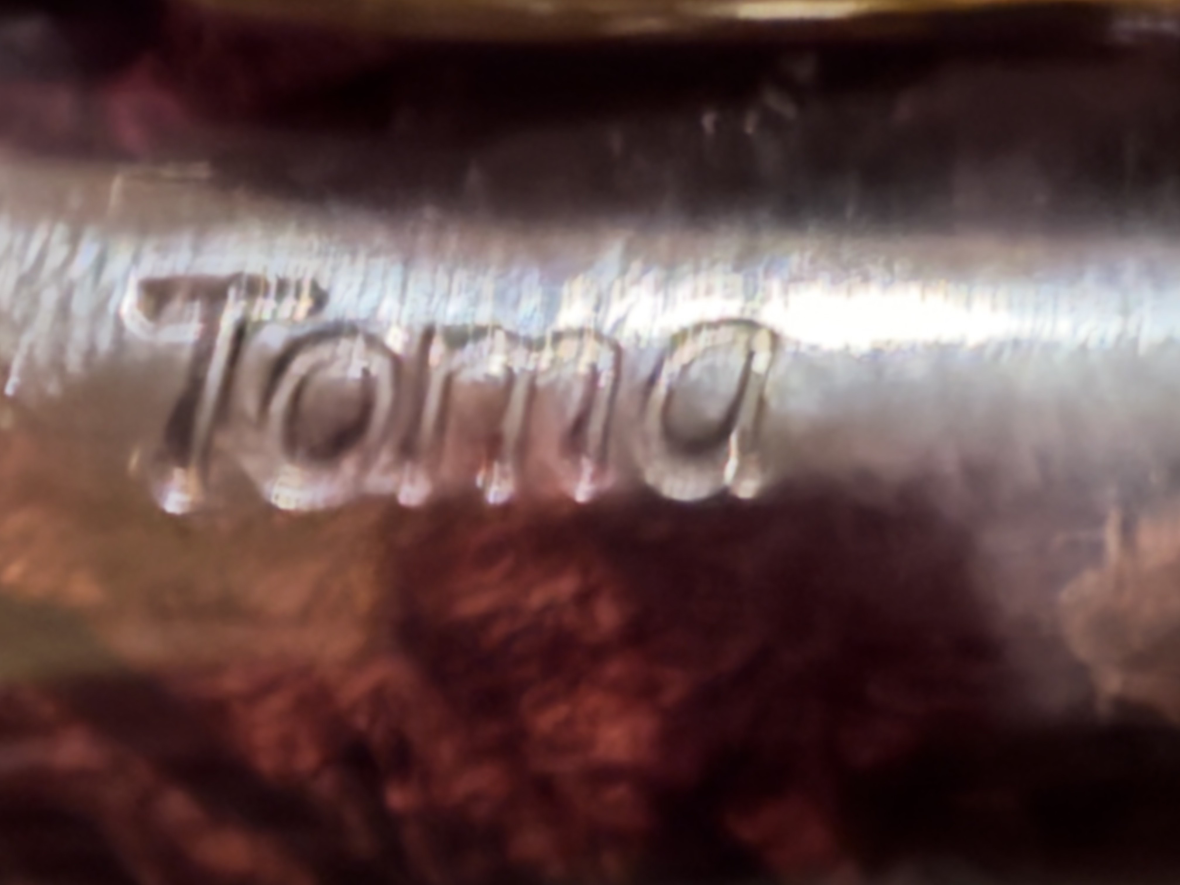 TOMA Bent Billiard Smooth Briar Estate Pipe - Acrylic Taper Stem, Fishtail, 9mm Filter, Double Band 10