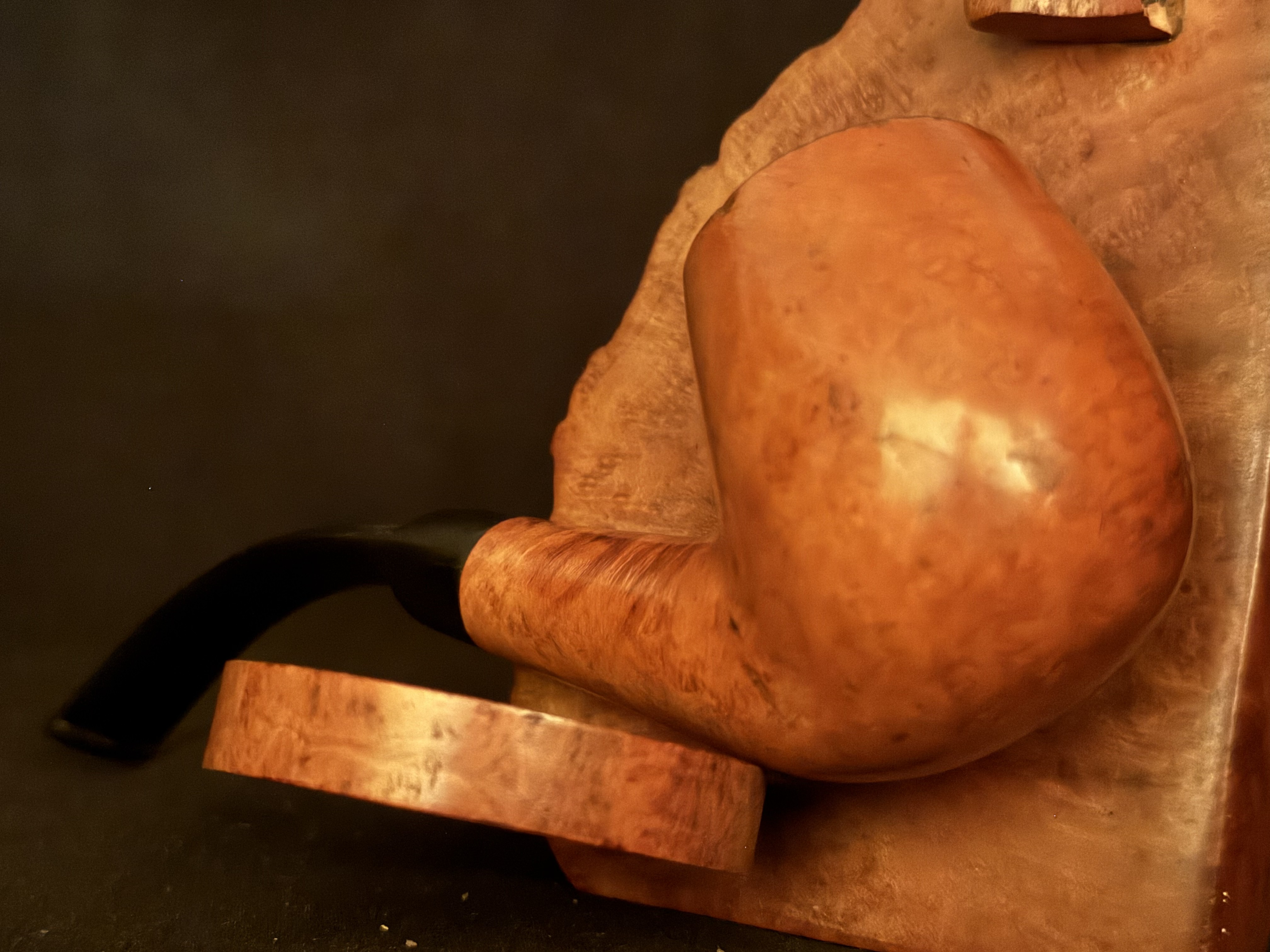 Heibe World - Pipe Smooth Bent Billiard Estate Pipe, Featherweight Briar, Vulcanite Saddle Stem 3