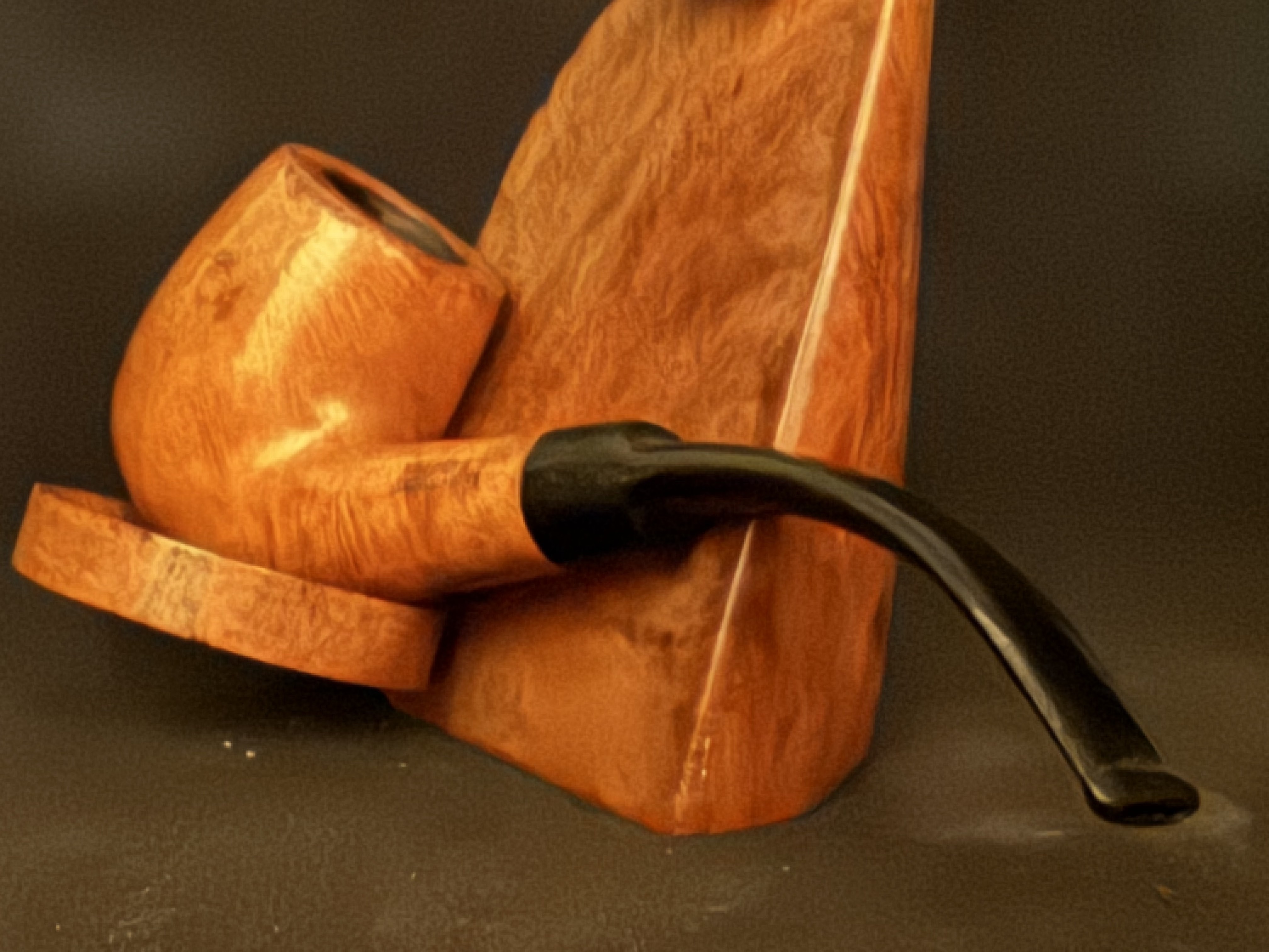 Heibe World - Pipe Smooth Bent Billiard Estate Pipe, Featherweight Briar, Vulcanite Saddle Stem 4
