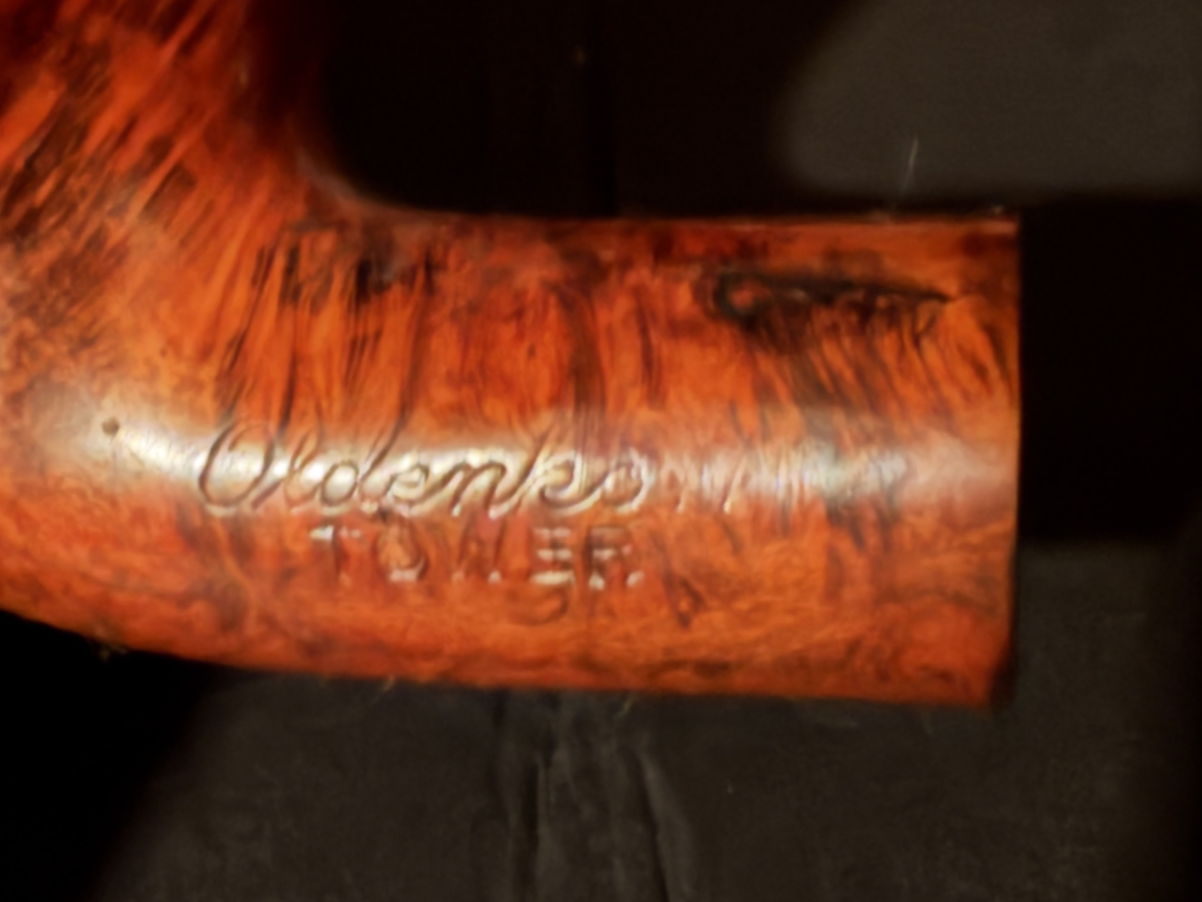Oldenkott TOWER Smooth Bent Brandy Estate Pipe - Vulcanite Saddle Stem, 9mm Filter 3