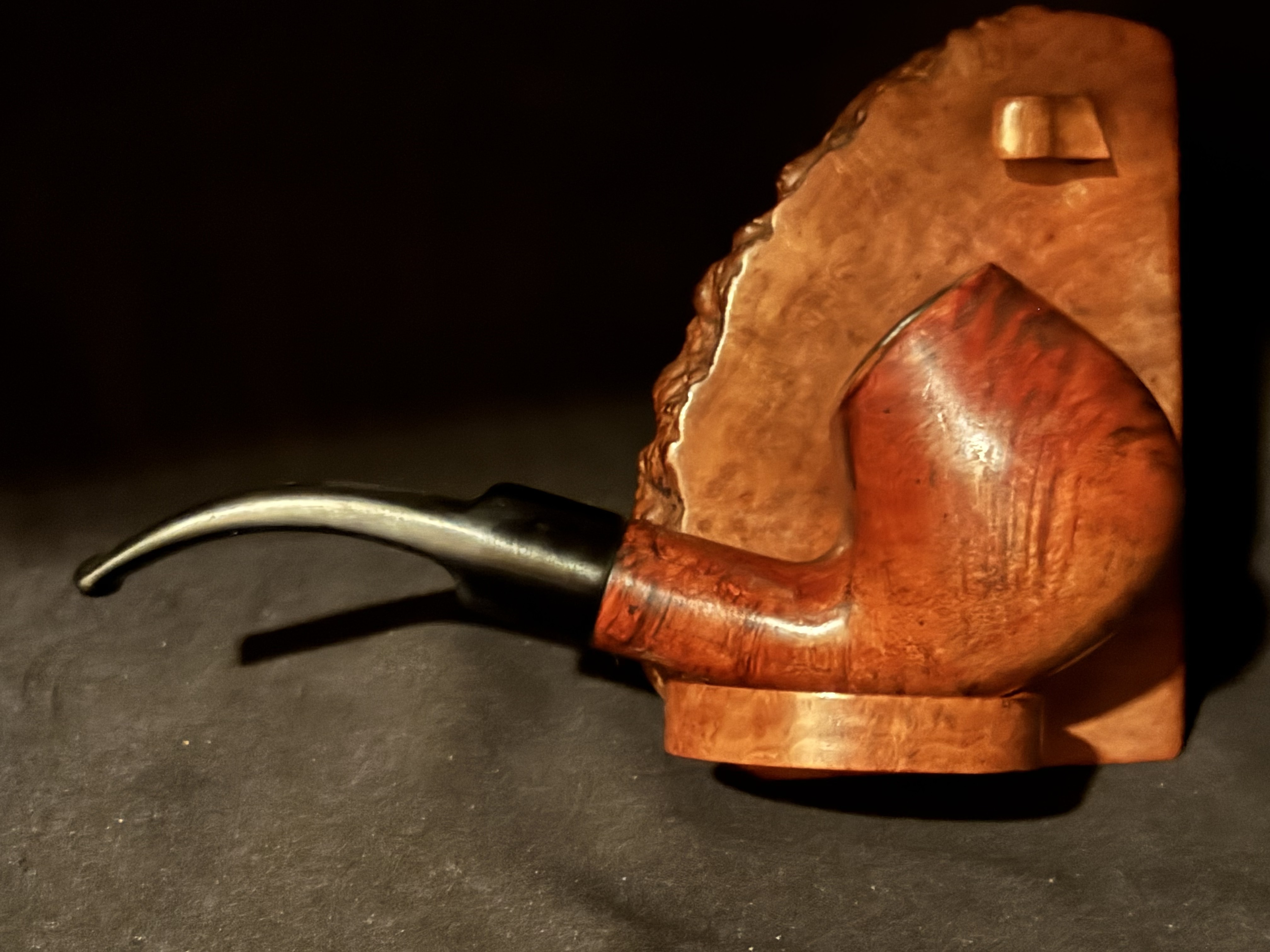 Oldenkott TOWER Smooth Bent Brandy Estate Pipe - Vulcanite Saddle Stem, 9mm Filter 6