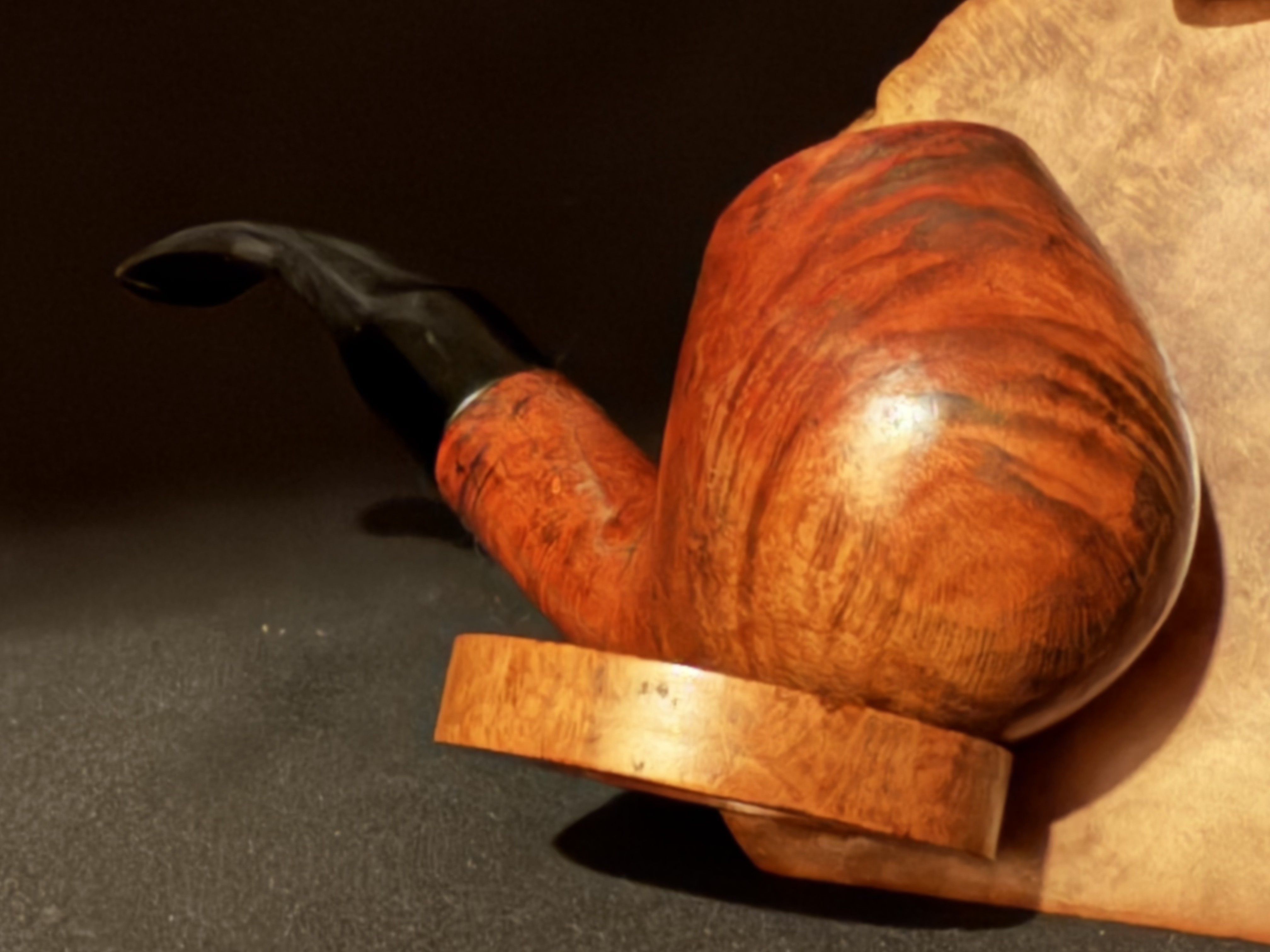 Oldenkott TOWER Smooth Bent Brandy Estate Pipe - Vulcanite Saddle Stem, 9mm Filter 9