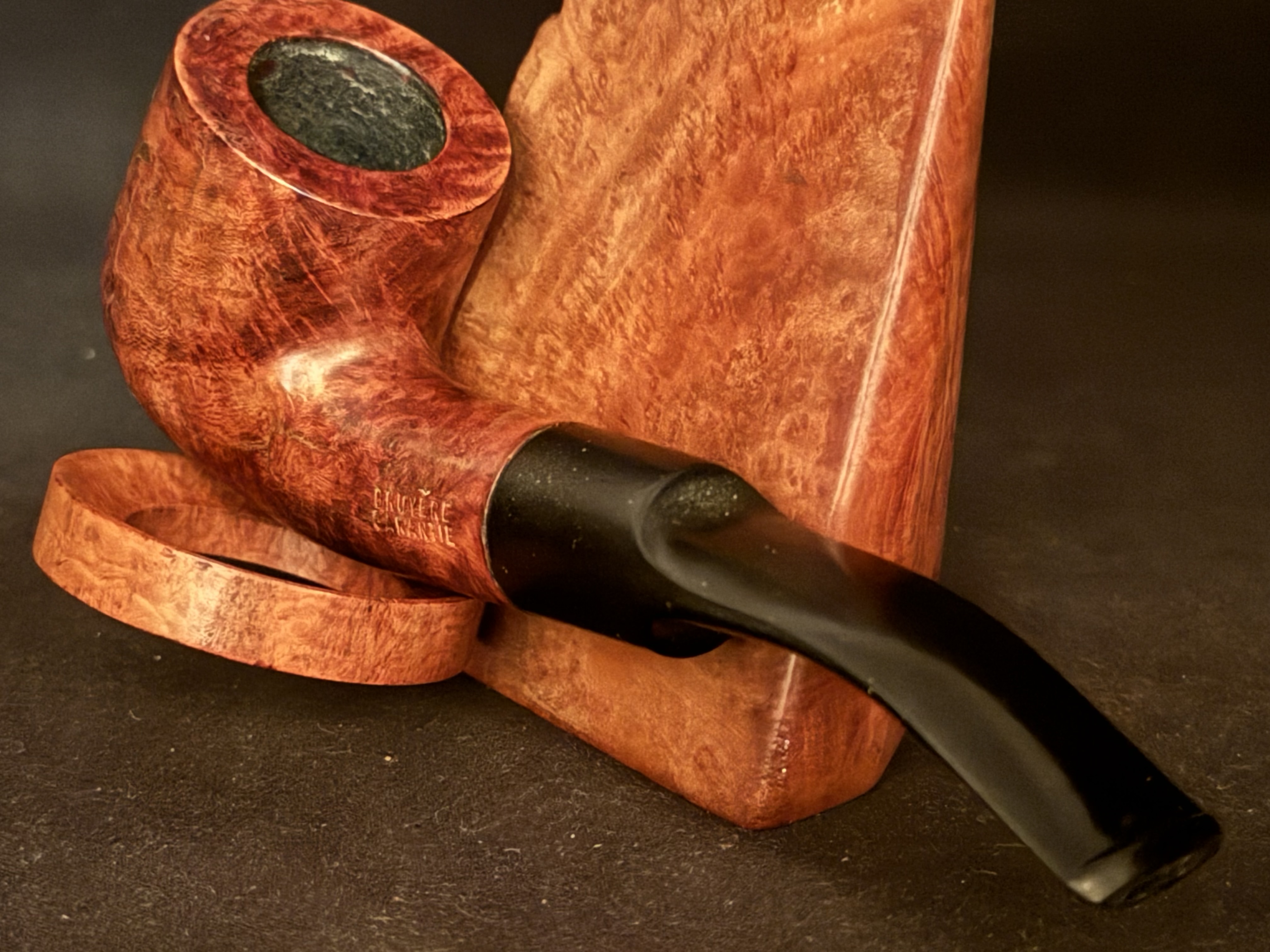 Bruyere Garantie Smooth Bent Pot Briar Estate Pipe with Vulcanite Saddle Stem and Fishtail Bit