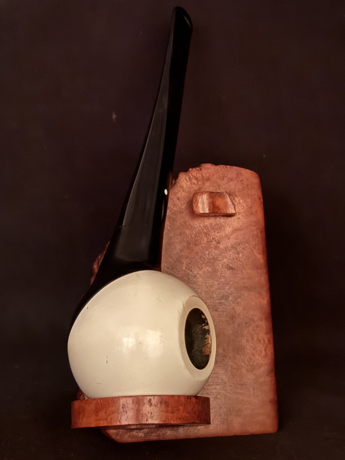 Vauen ITO 1 Apple Shape Briar Pipe - Painted Black and White Bowl - Acrylic Fishtail Stem - Estate Pipe
