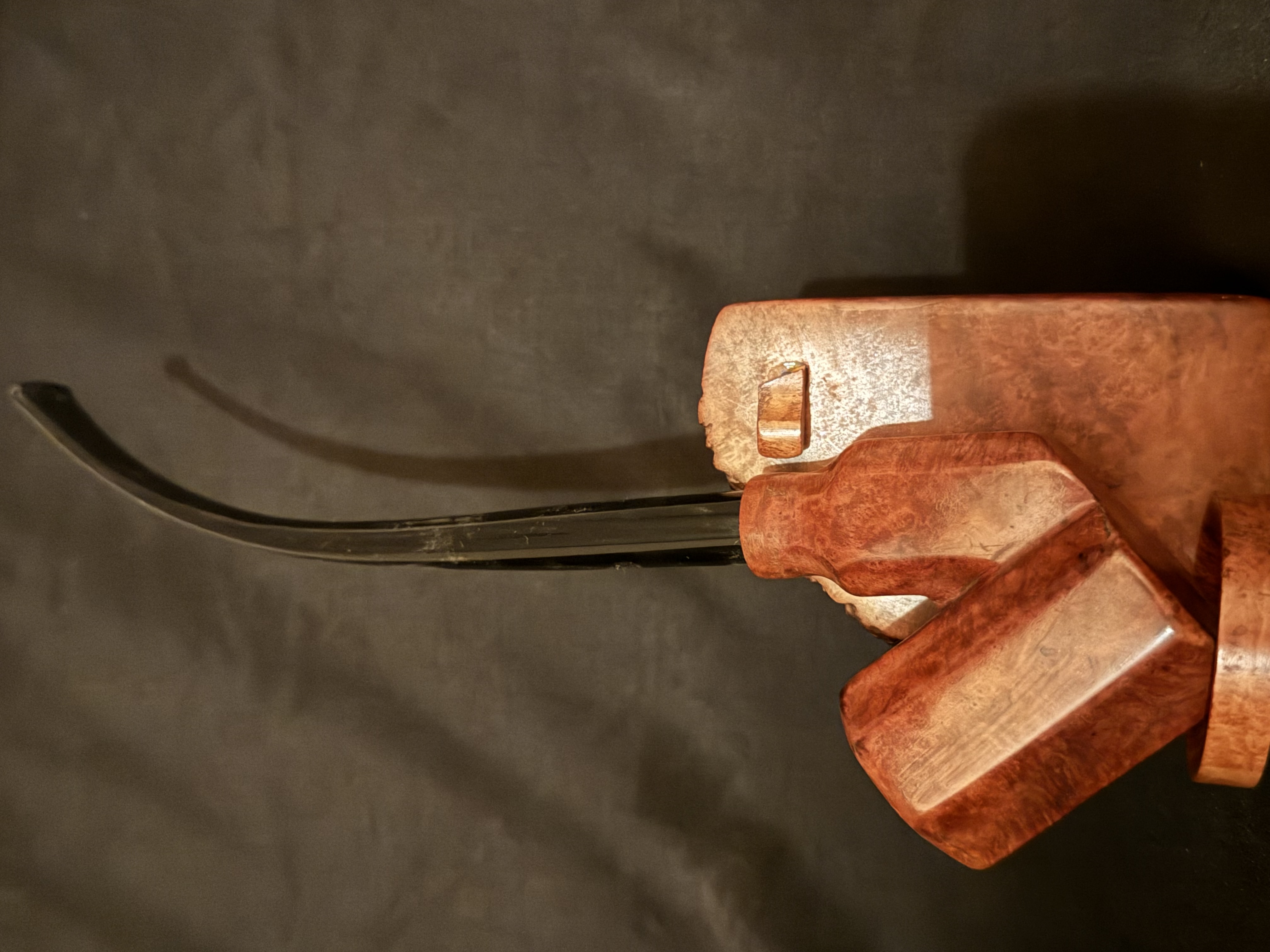 Large Smooth Paneled Bent Churchwarden Estate Pipe, Black Acrylic Tapered Stem, 9mm Filter, Fishtail Mouthpiece 2