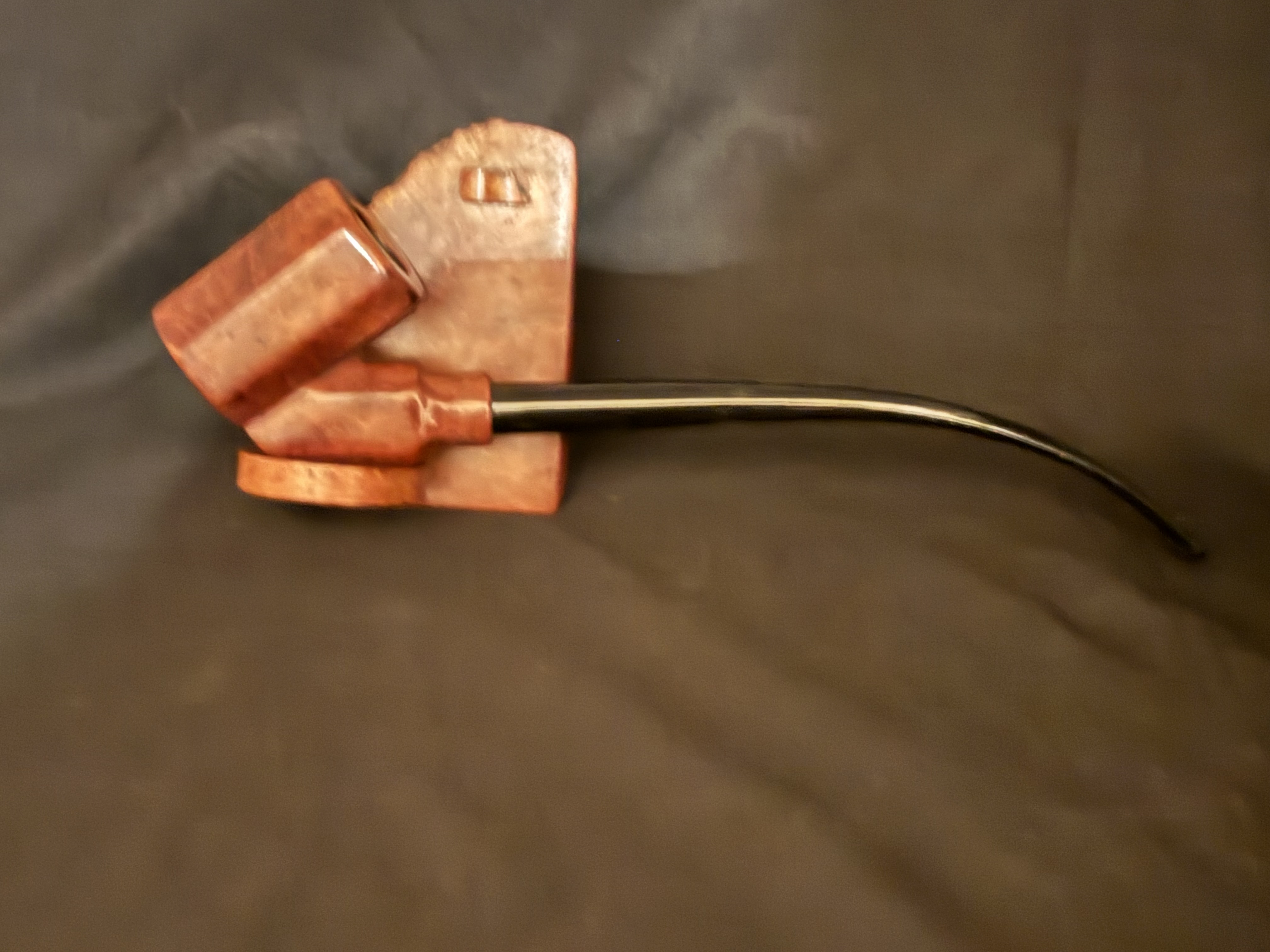 Large Smooth Paneled Bent Churchwarden Estate Pipe, Black Acrylic Tapered Stem, 9mm Filter, Fishtail Mouthpiece 5