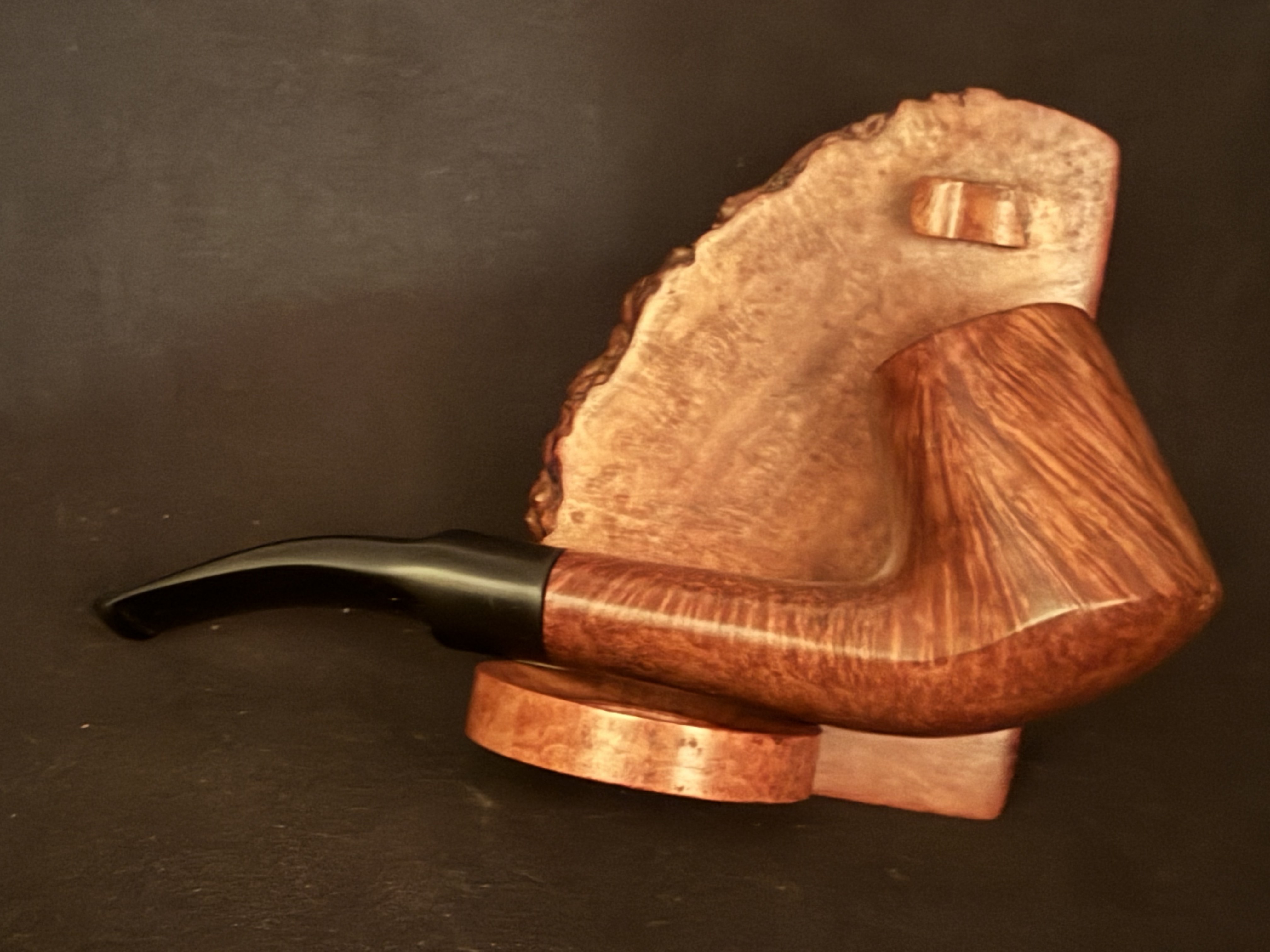 Zettervic Pipes Virgin Bent Volcano Estate Pipe - Smooth Briar, Vulcanite Saddle Stem, 9mm Filter 4