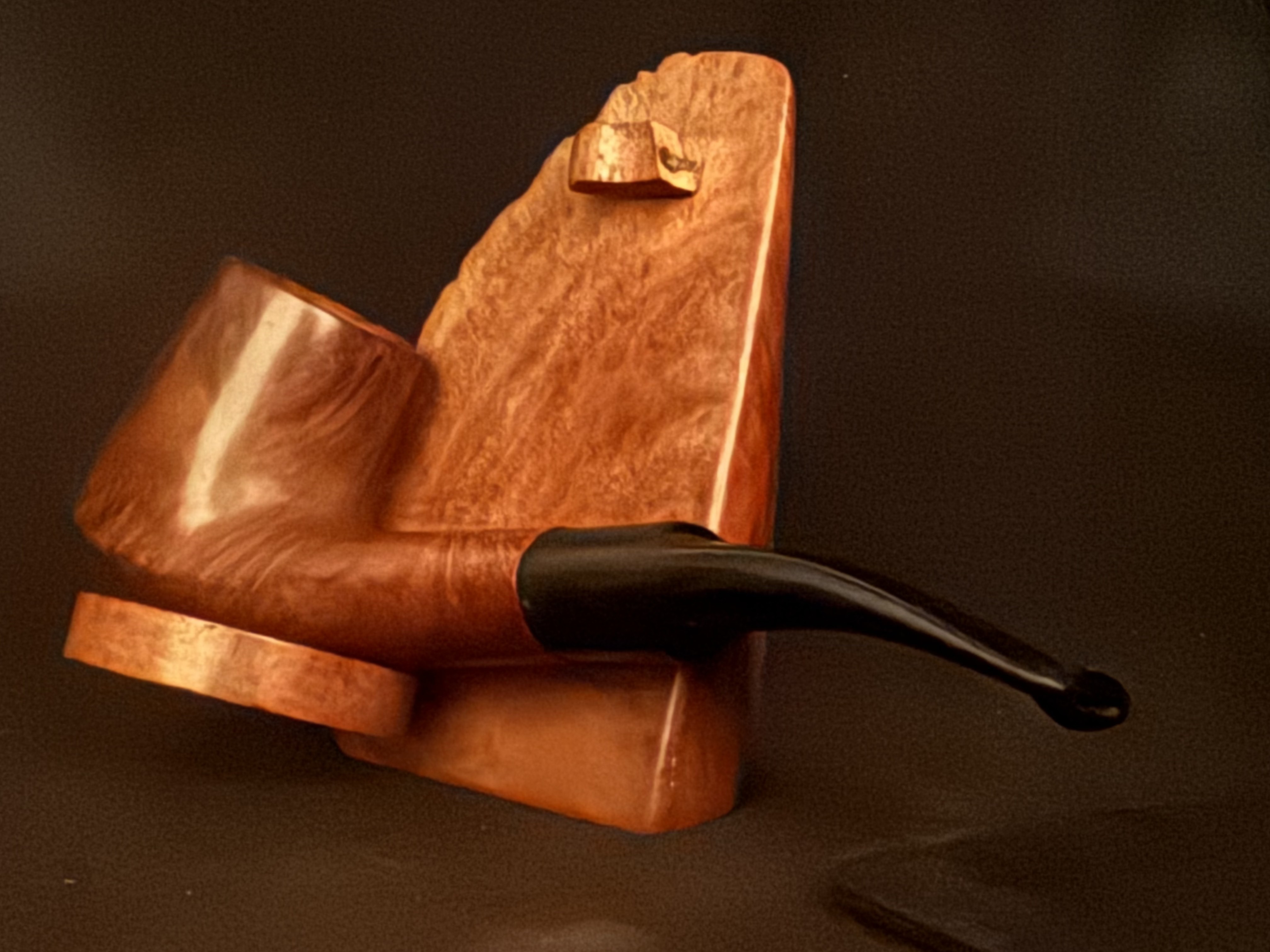 Zettervic Pipes Virgin Bent Volcano Estate Pipe - Smooth Briar, Vulcanite Saddle Stem, 9mm Filter 8