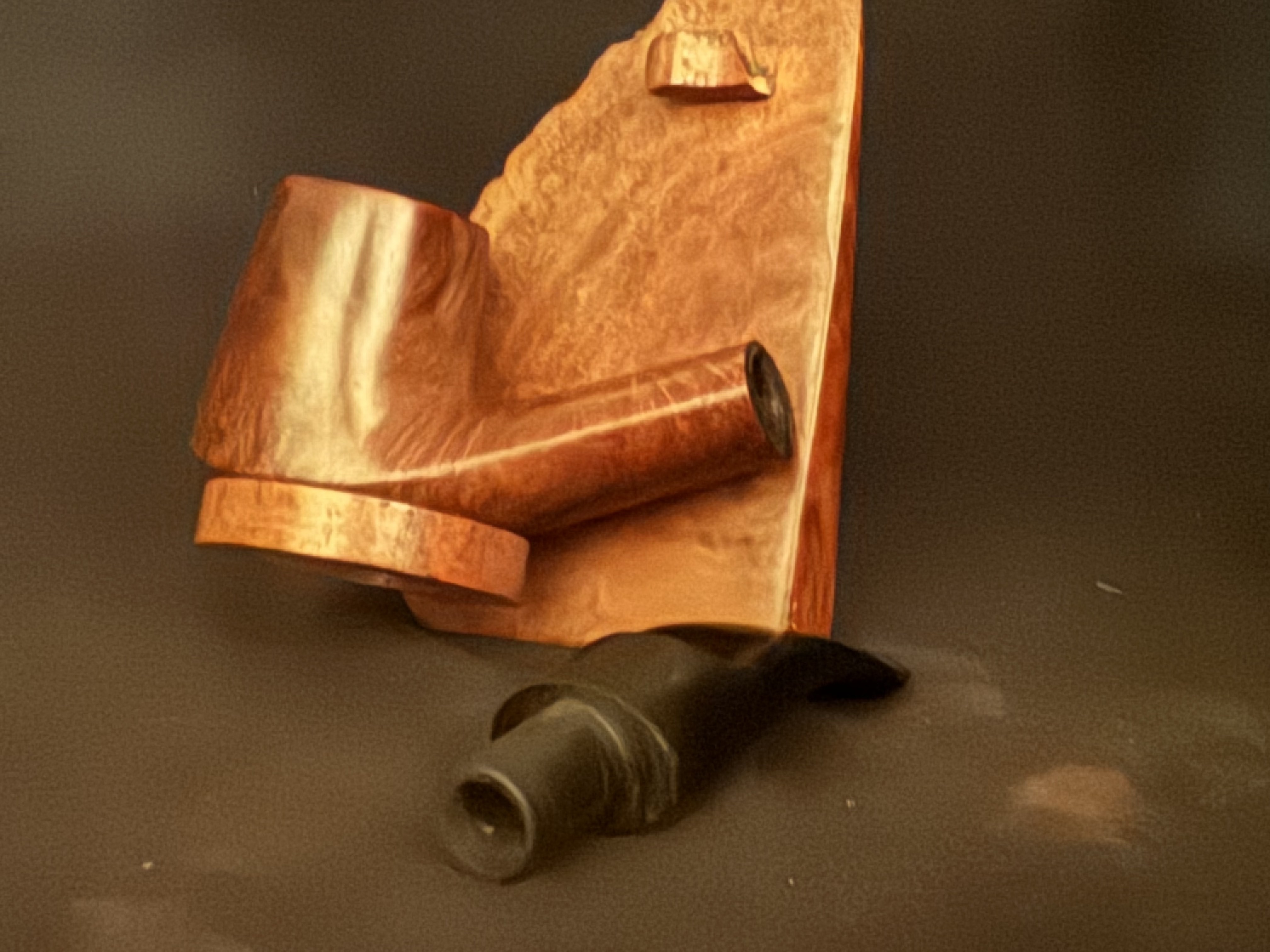 Zettervic Pipes Virgin Bent Volcano Estate Pipe - Smooth Briar, Vulcanite Saddle Stem, 9mm Filter 10