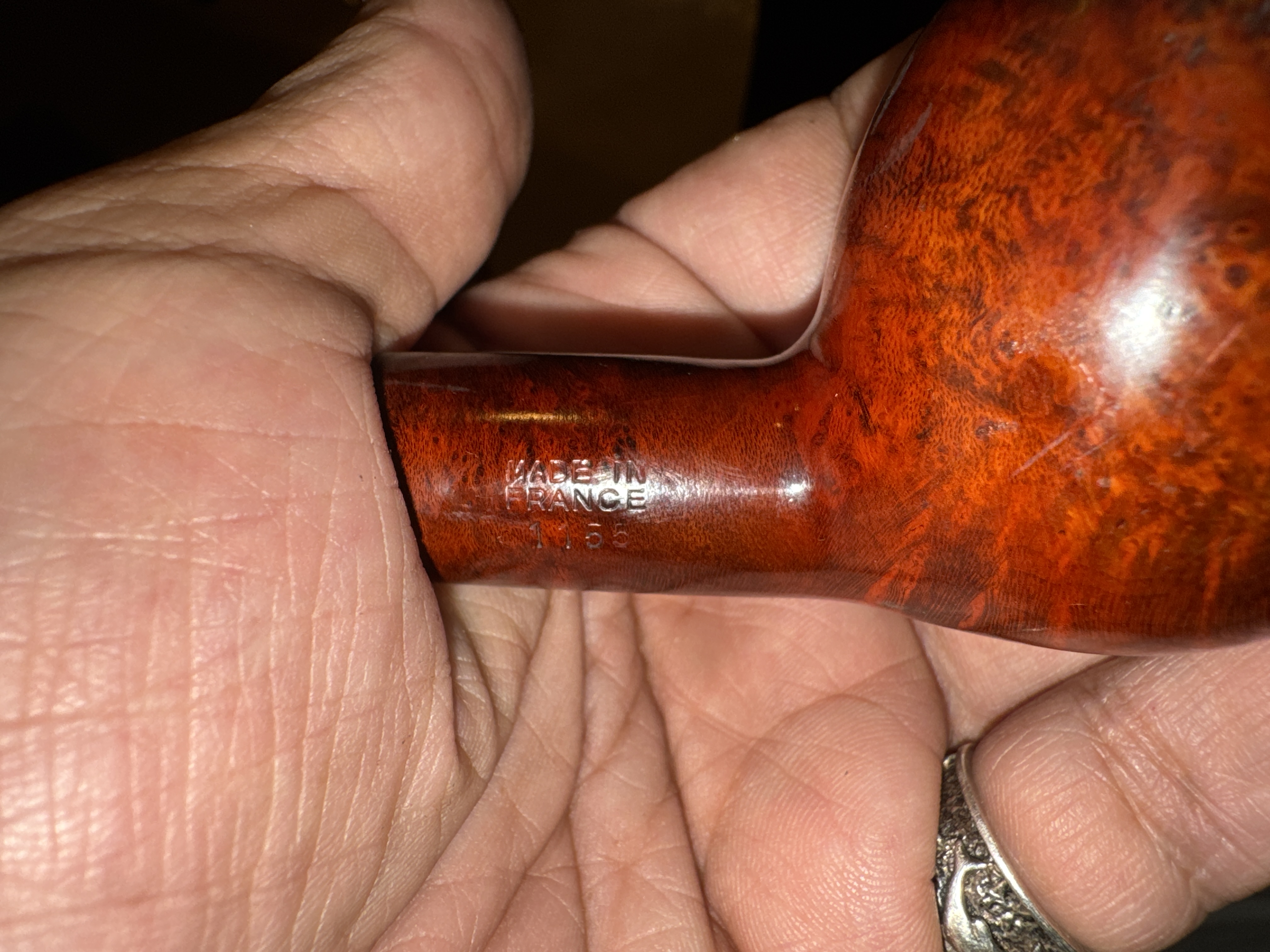 Dr Boston Bistro filter 9 Smooth Straight Apple Estate Pipe - Thin Metal Band, Acrylic Stem, 9mm Filter