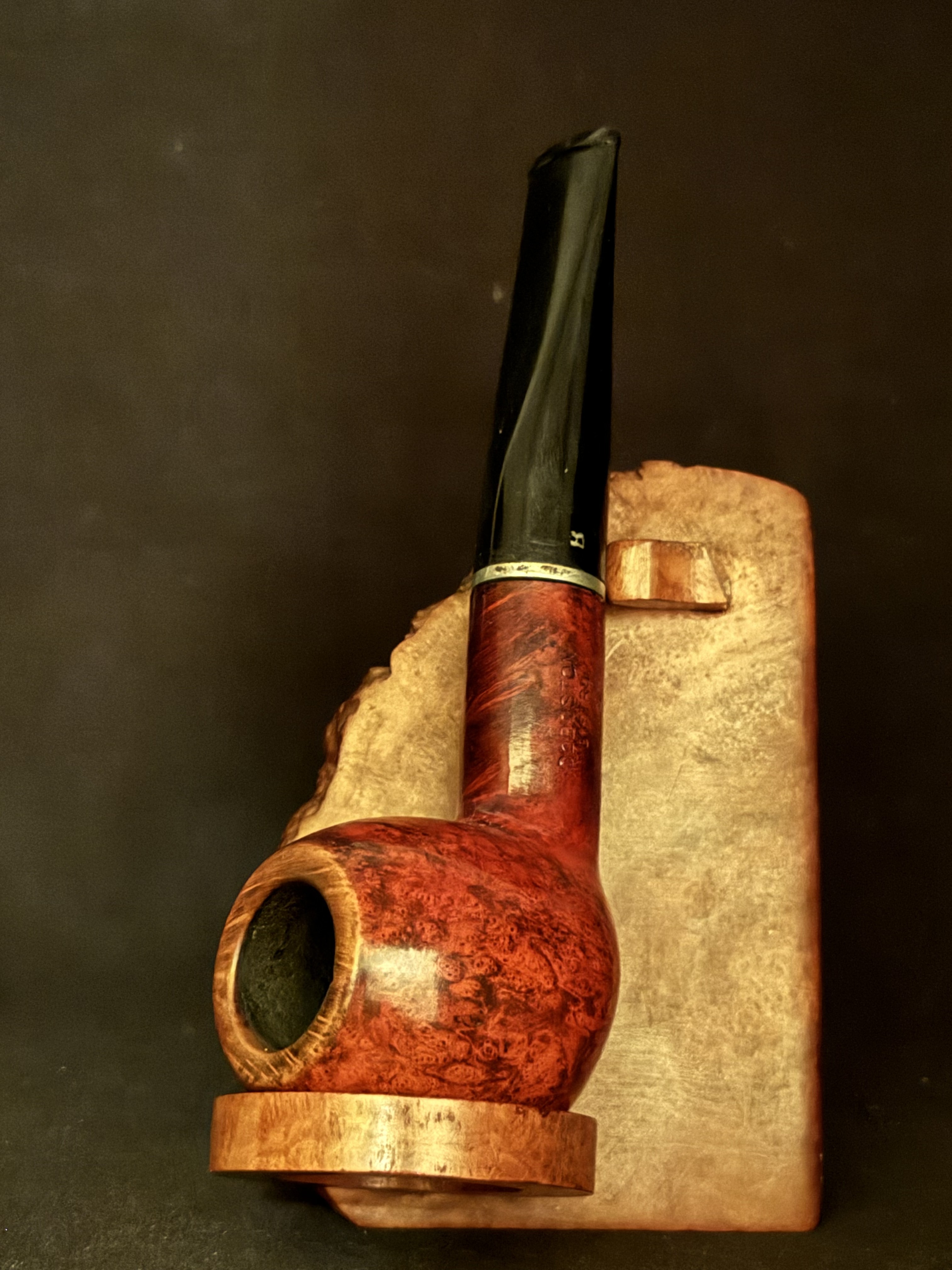 Dr Boston Bistro filter 9 Smooth Straight Apple Estate Pipe - Thin Metal Band, Acrylic Stem, 9mm Filter 2
