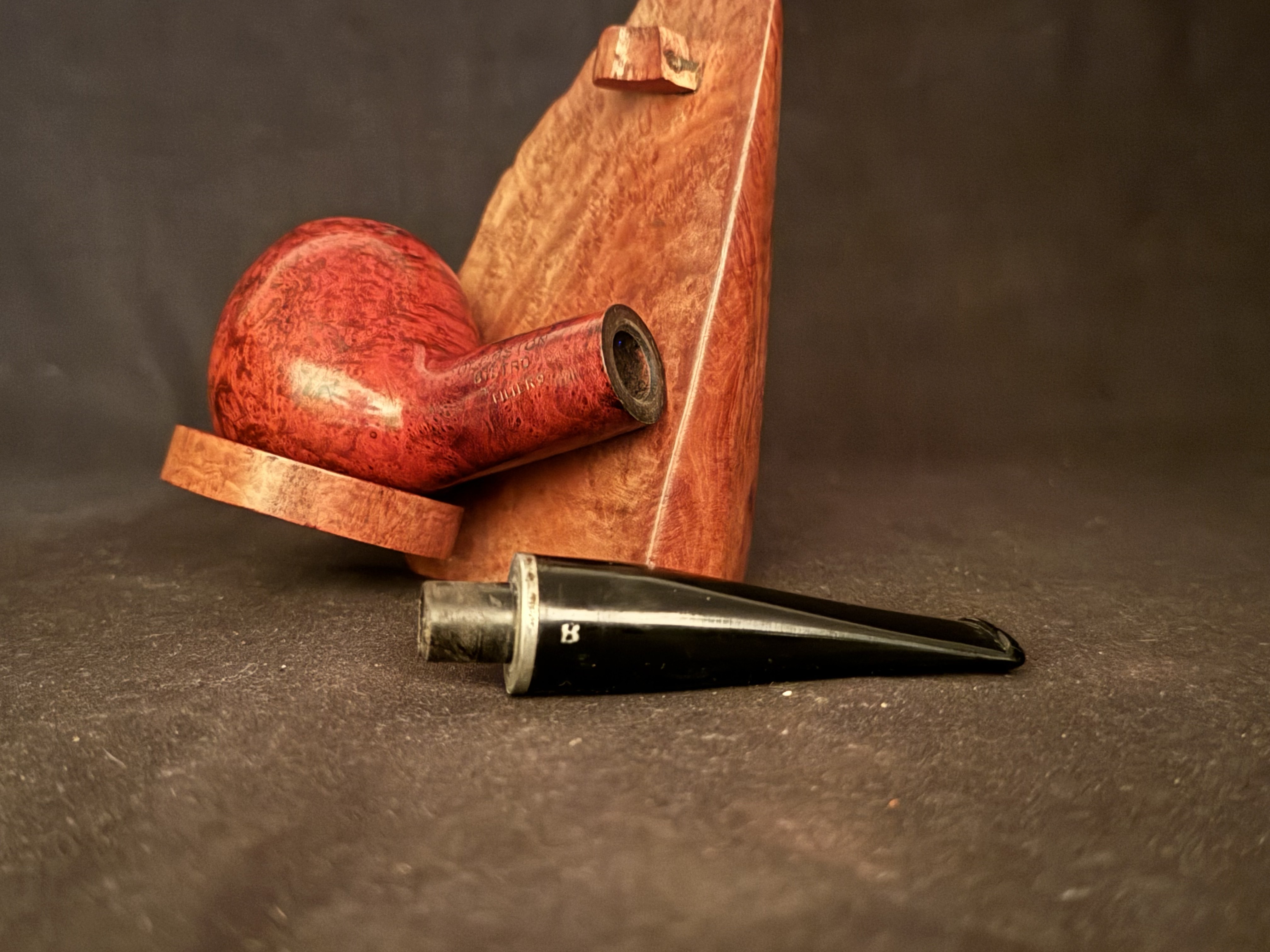 Dr Boston Bistro filter 9 Smooth Straight Apple Estate Pipe - Thin Metal Band, Acrylic Stem, 9mm Filter 3