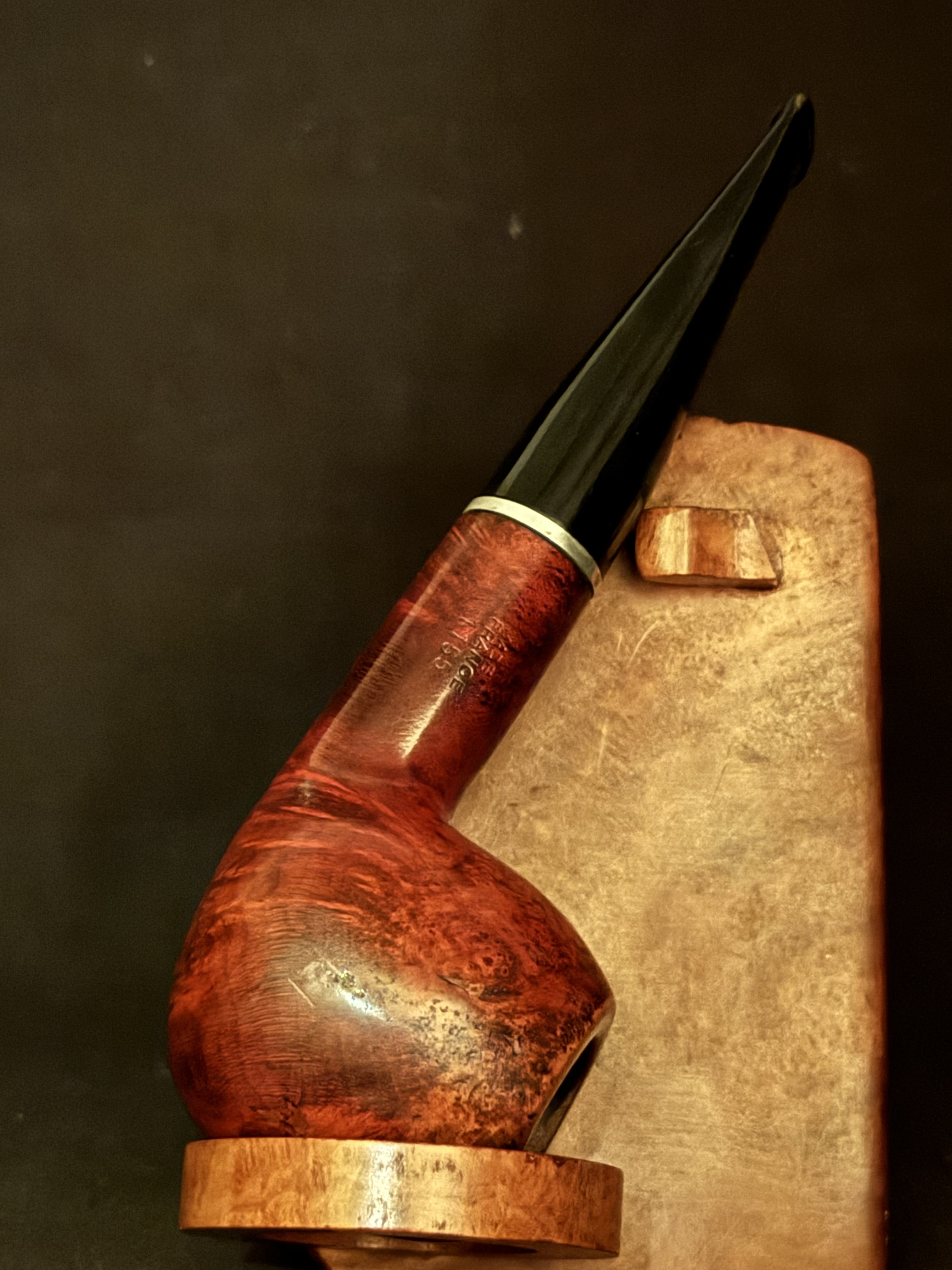 Dr Boston Bistro filter 9 Smooth Straight Apple Estate Pipe - Thin Metal Band, Acrylic Stem, 9mm Filter 4