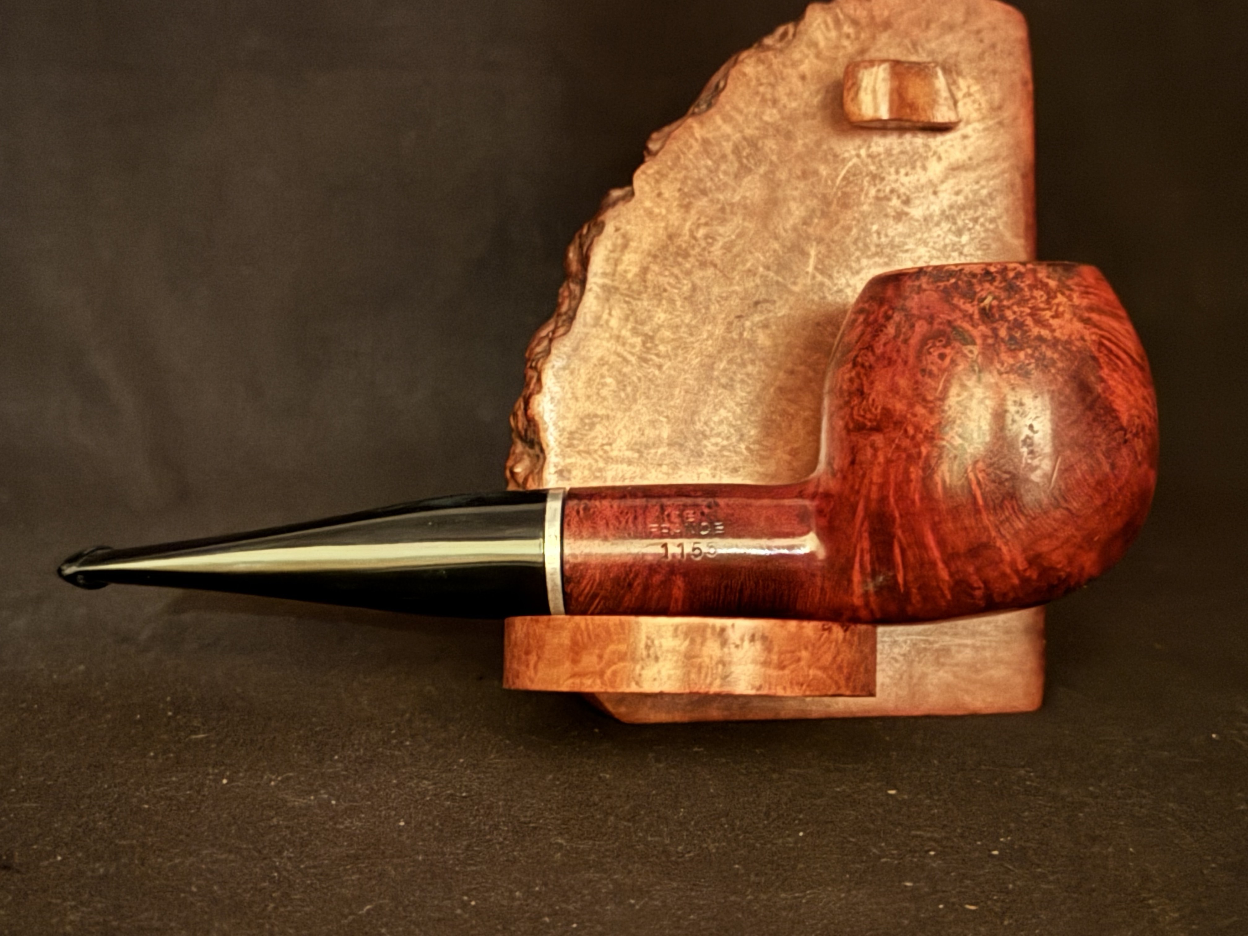 Dr Boston Bistro filter 9 Smooth Straight Apple Estate Pipe - Thin Metal Band, Acrylic Stem, 9mm Filter 6