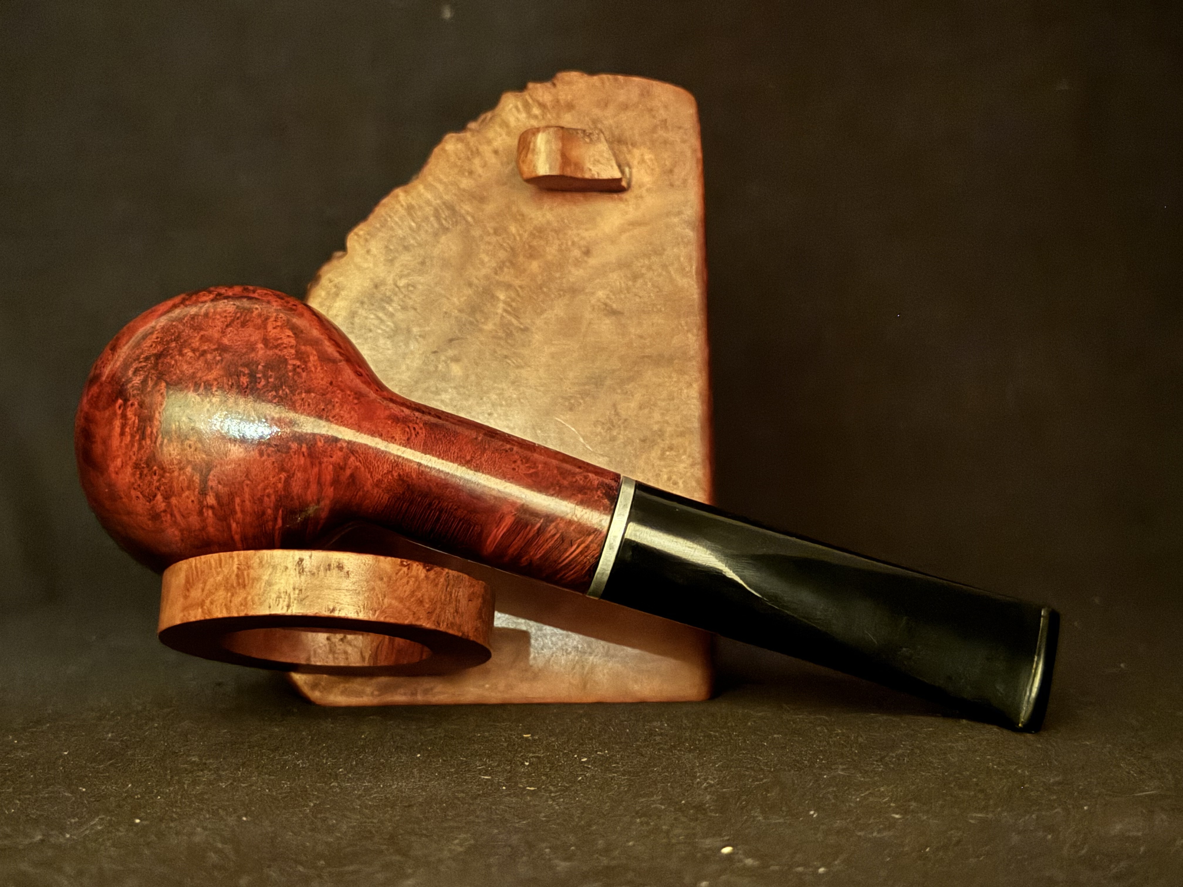 Dr Boston Bistro filter 9 Smooth Straight Apple Estate Pipe - Thin Metal Band, Acrylic Stem, 9mm Filter 8