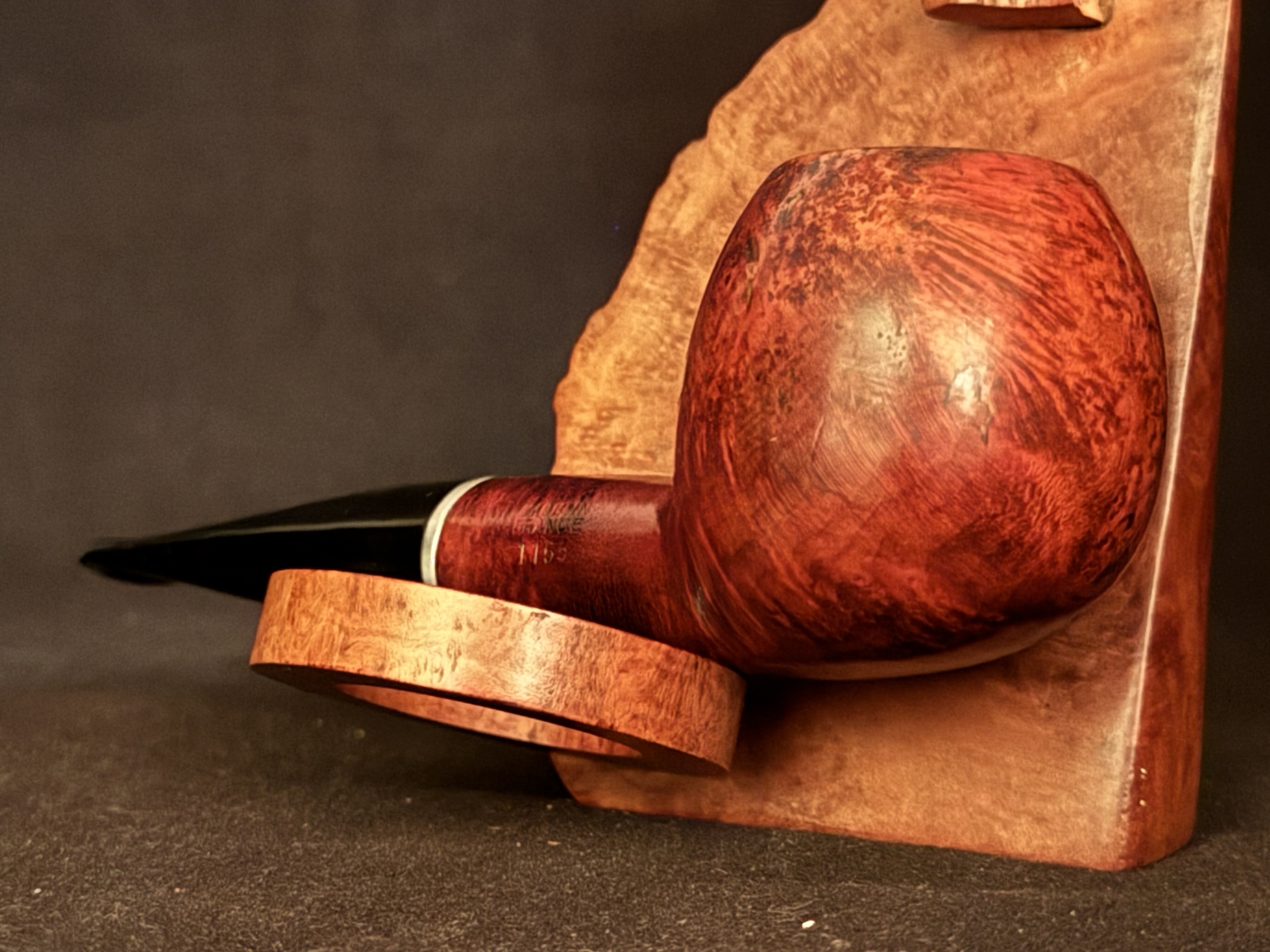 Dr Boston Bistro filter 9 Smooth Straight Apple Estate Pipe - Thin Metal Band, Acrylic Stem, 9mm Filter 9