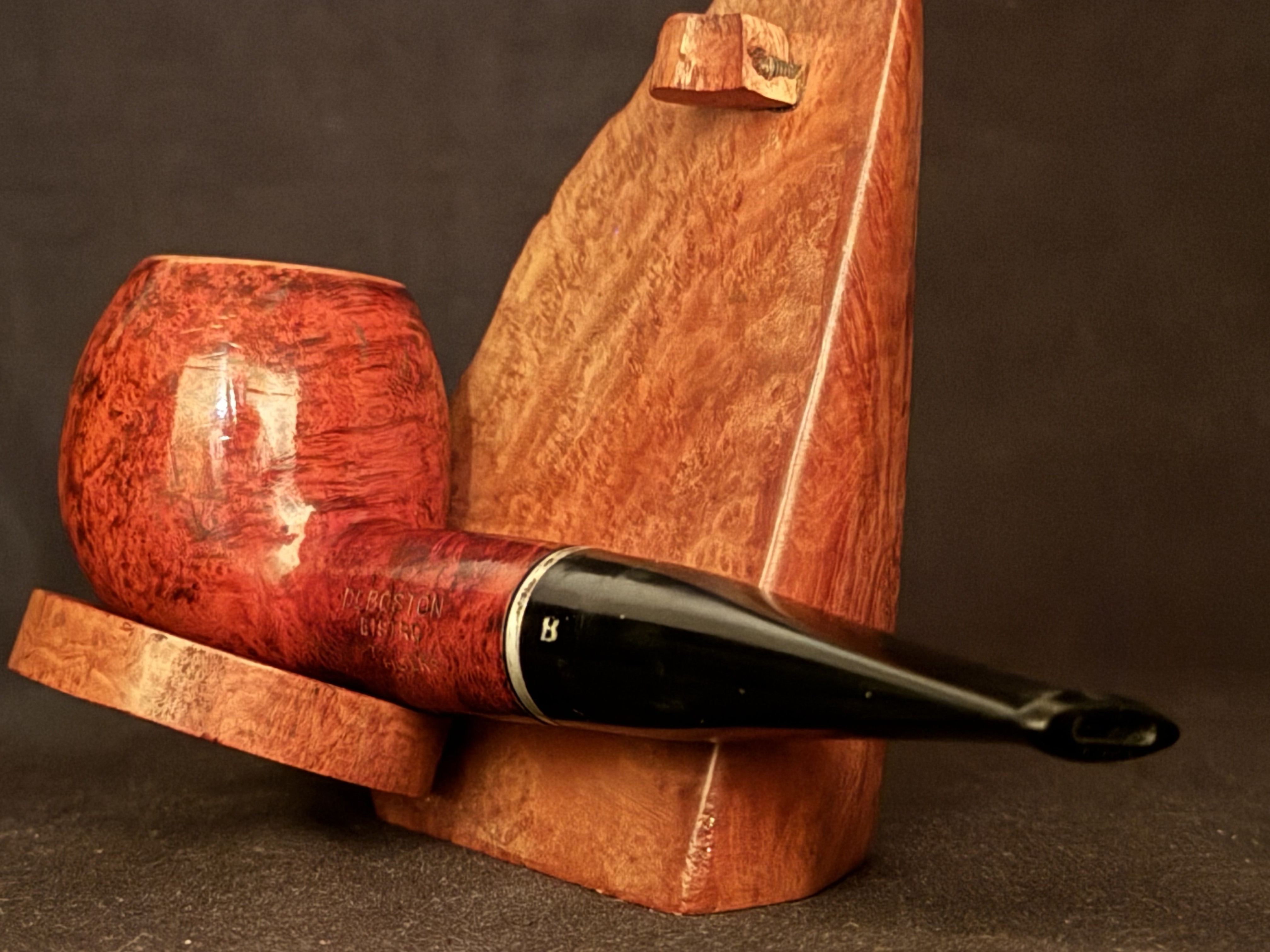 Dr Boston Bistro filter 9 Smooth Straight Apple Estate Pipe - Thin Metal Band, Acrylic Stem, 9mm Filter 10