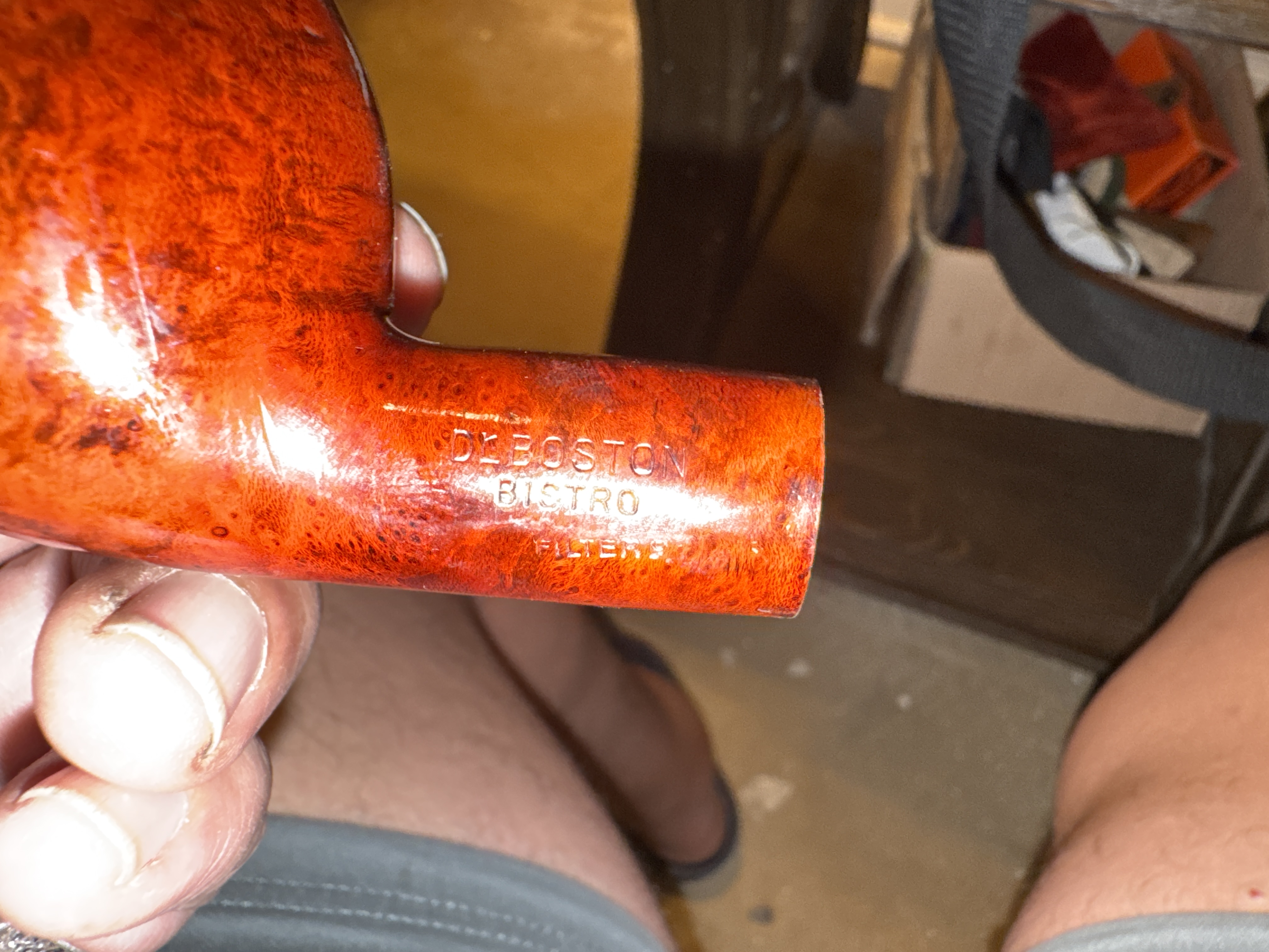 Dr Boston Bistro filter 9 Smooth Straight Apple Estate Pipe - Thin Metal Band, Acrylic Stem, 9mm Filter 11