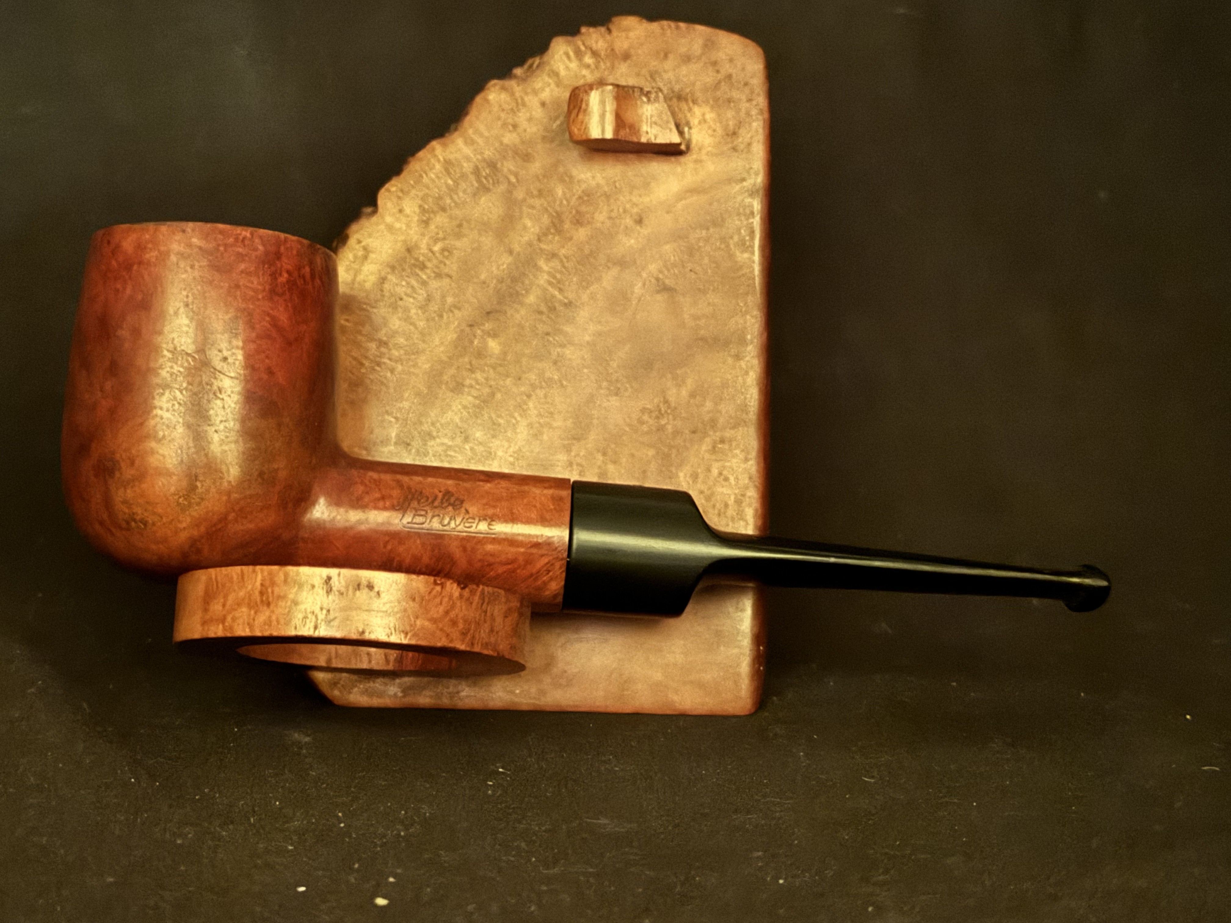 Heibe Bruyer Smooth Billiard Estate Pipe - Chubby Shank, Vulcanite Saddle Stem, 9mm Filter