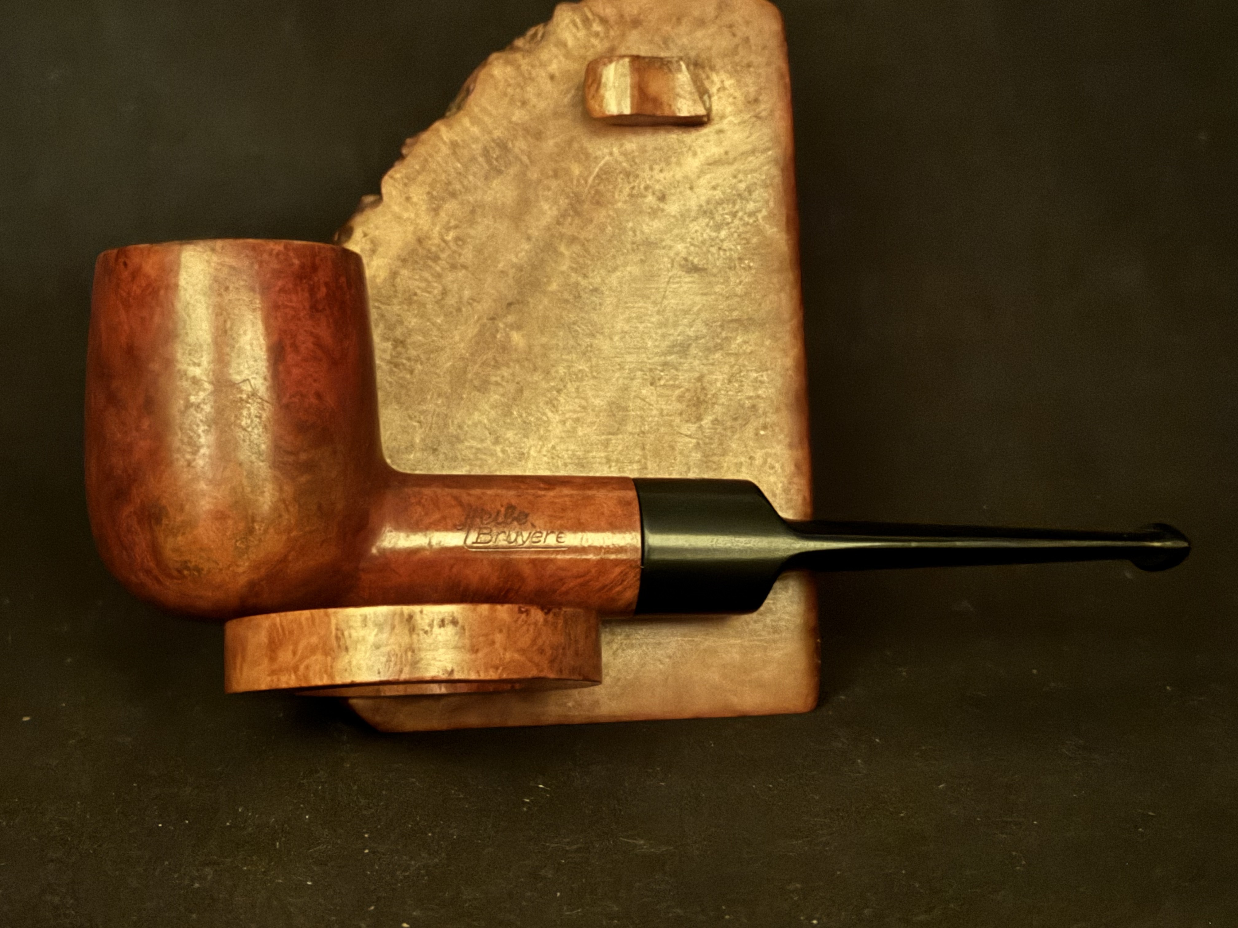Heibe Bruyer Smooth Billiard Estate Pipe - Chubby Shank, Vulcanite Saddle Stem, 9mm Filter 3