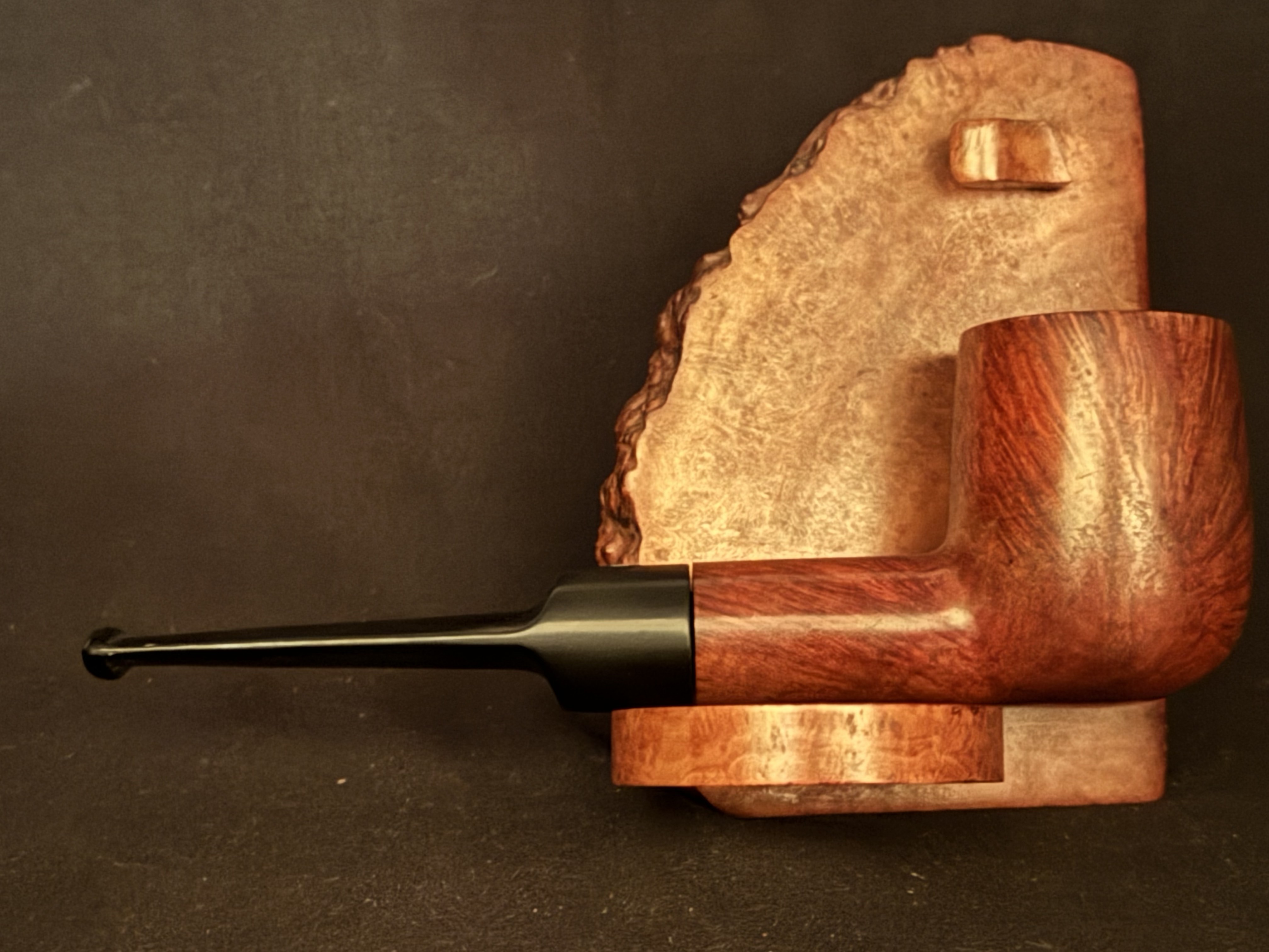 Heibe Bruyer Smooth Billiard Estate Pipe - Chubby Shank, Vulcanite Saddle Stem, 9mm Filter 4