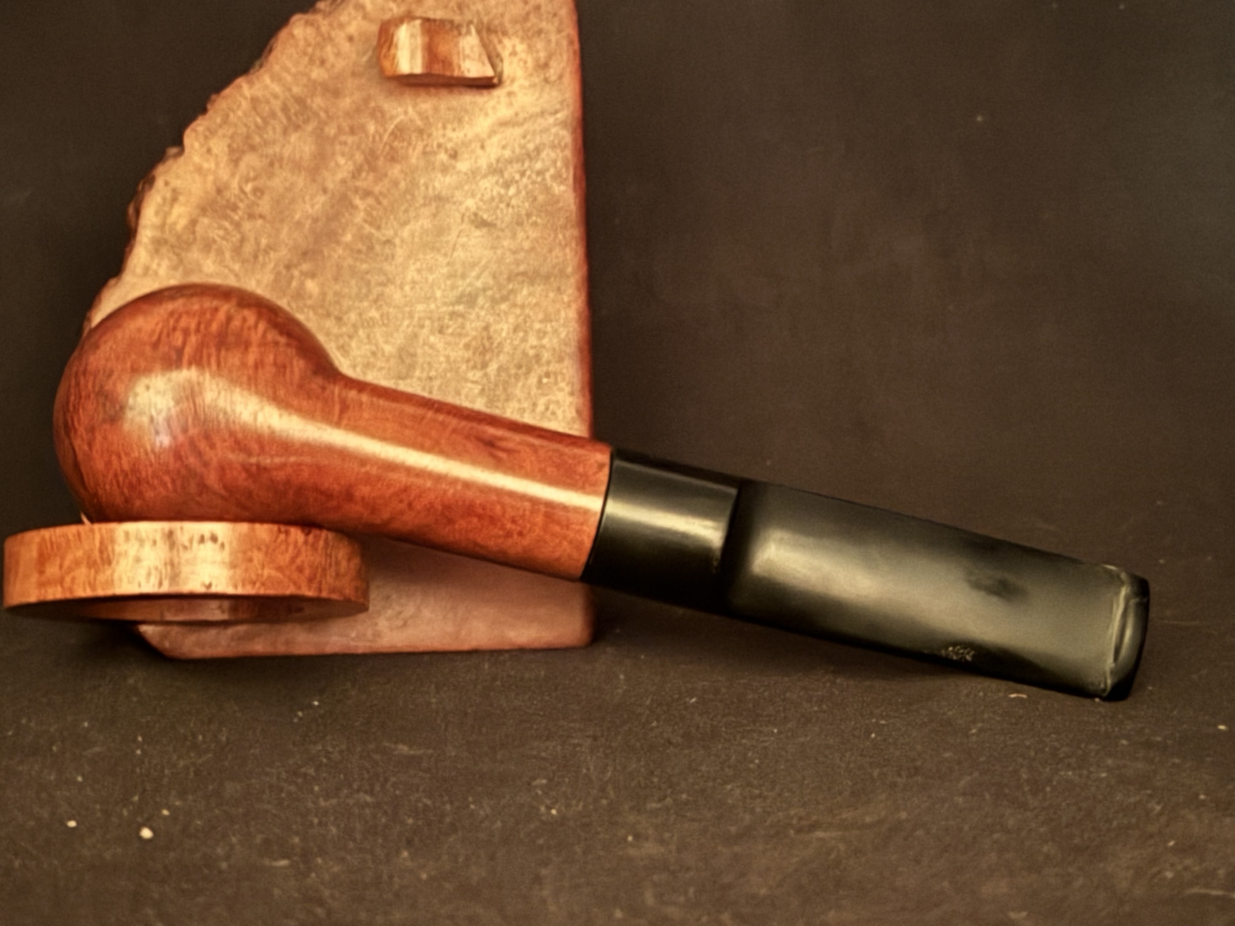 Heibe Bruyer Smooth Billiard Estate Pipe - Chubby Shank, Vulcanite Saddle Stem, 9mm Filter 6