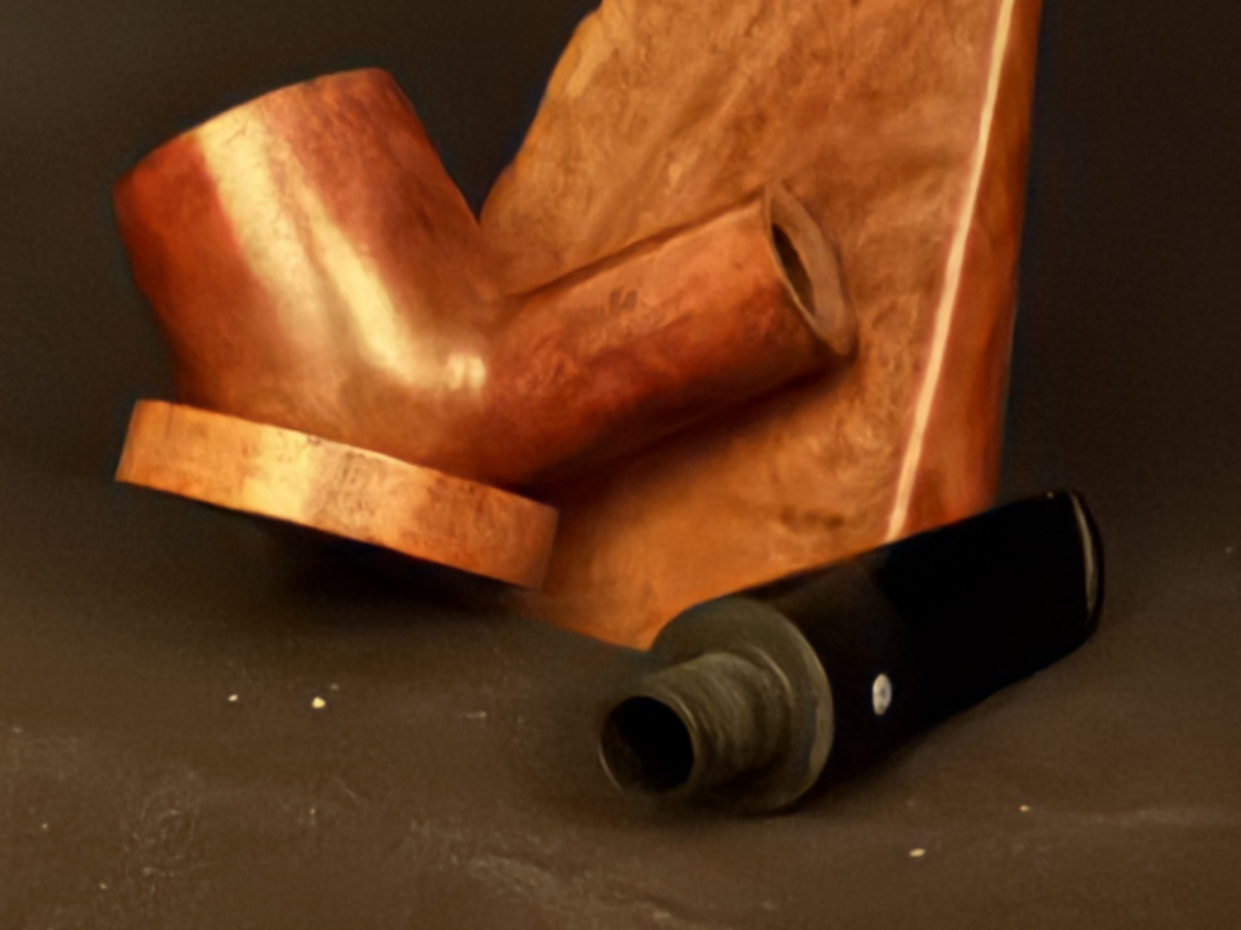 Heibe Bruyer Smooth Billiard Estate Pipe - Chubby Shank, Vulcanite Saddle Stem, 9mm Filter 9