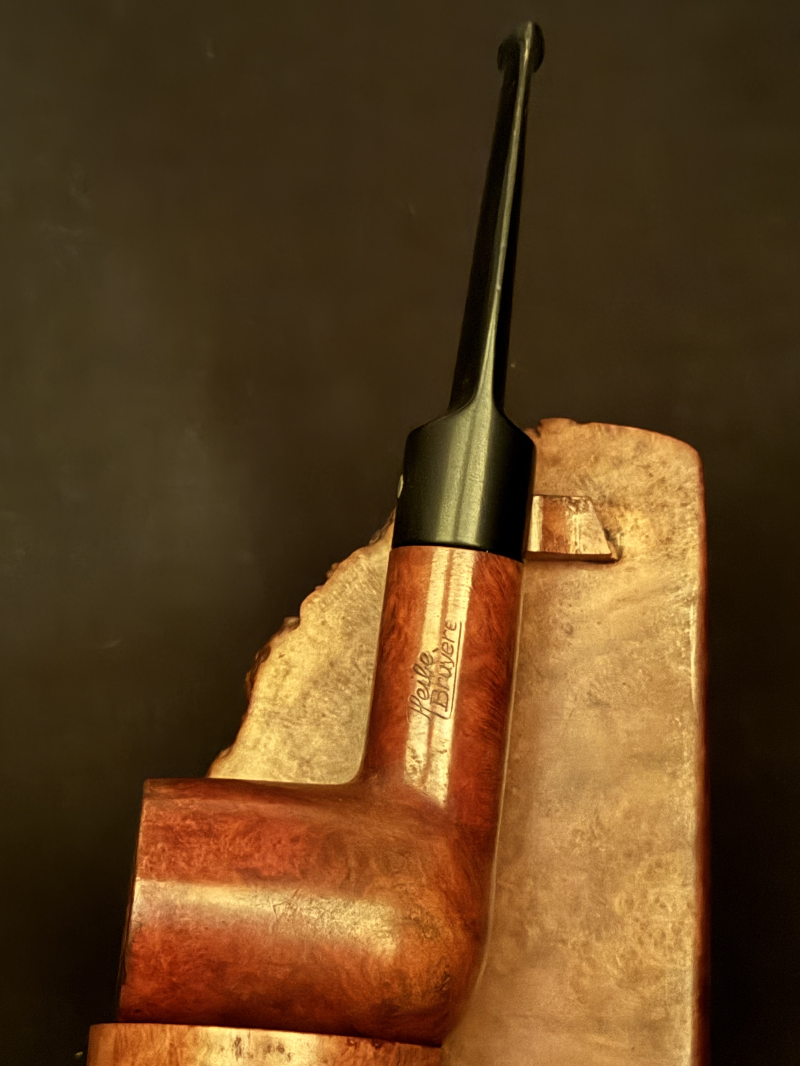 Heibe Bruyer Smooth Billiard Estate Pipe - Chubby Shank, Vulcanite Saddle Stem, 9mm Filter 10