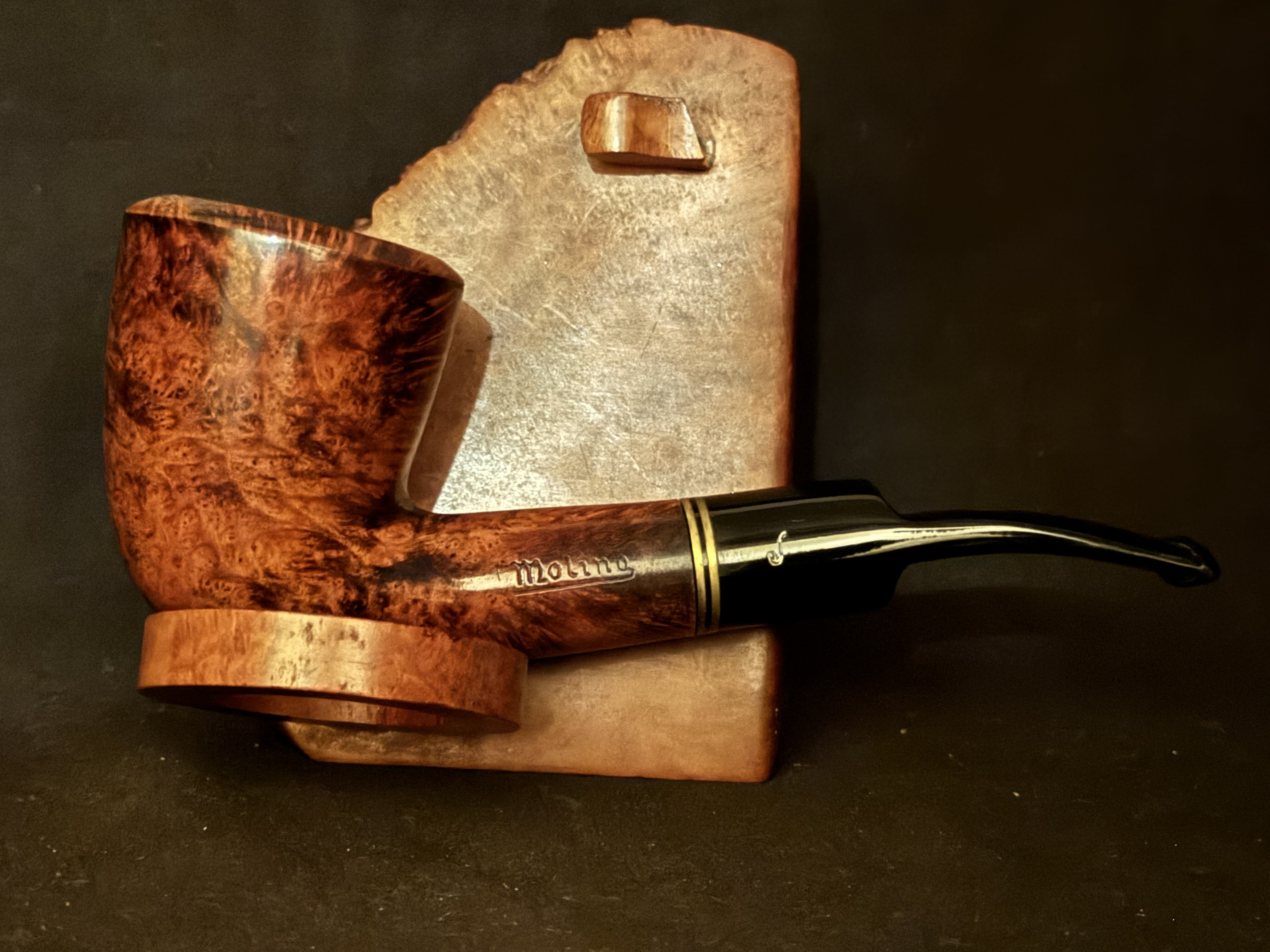 Molina Italy Smooth Straight Dublin Estate Pipe - Acrylic Saddle Stem, 9mm Filter, Fishtail 3