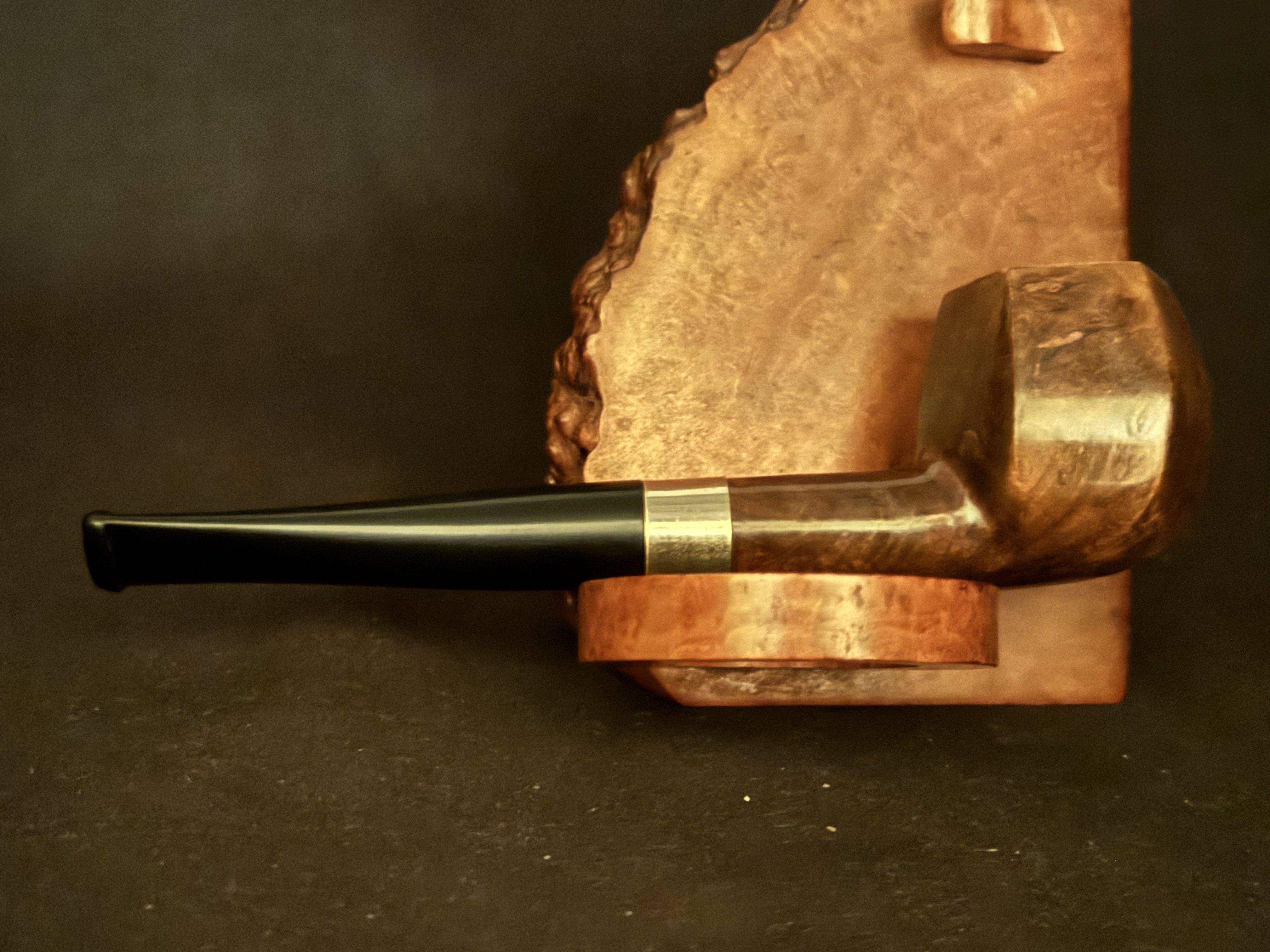 Unmarked Smooth Straight Estate Pipe - Hexagonal Vulcanite Saddle Stem, Metal Band, Unsmoked 5